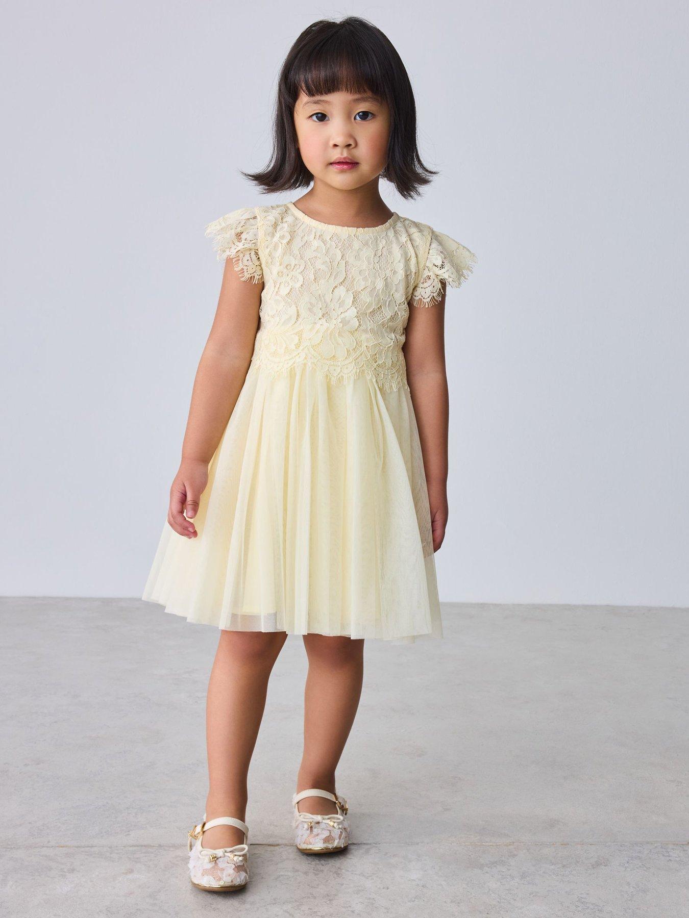 Ted Baker Younger Girls Mesh Buttermilk Dress - Yellow