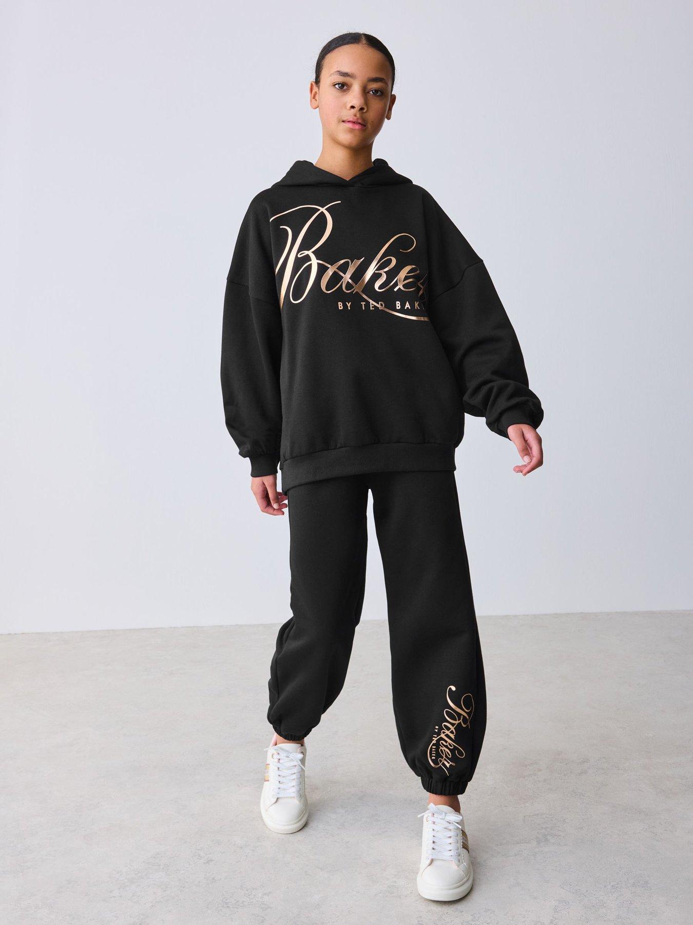 Ted Baker Girls Gold Logo Sweat Set - Black