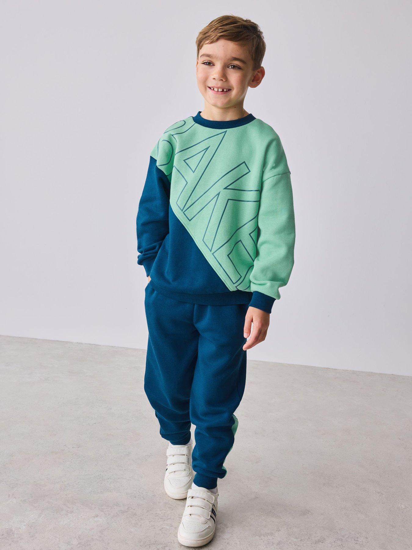 Ted Baker Younger Boys Colour Block Sweatshirt and Joggers Set - Blue/Green