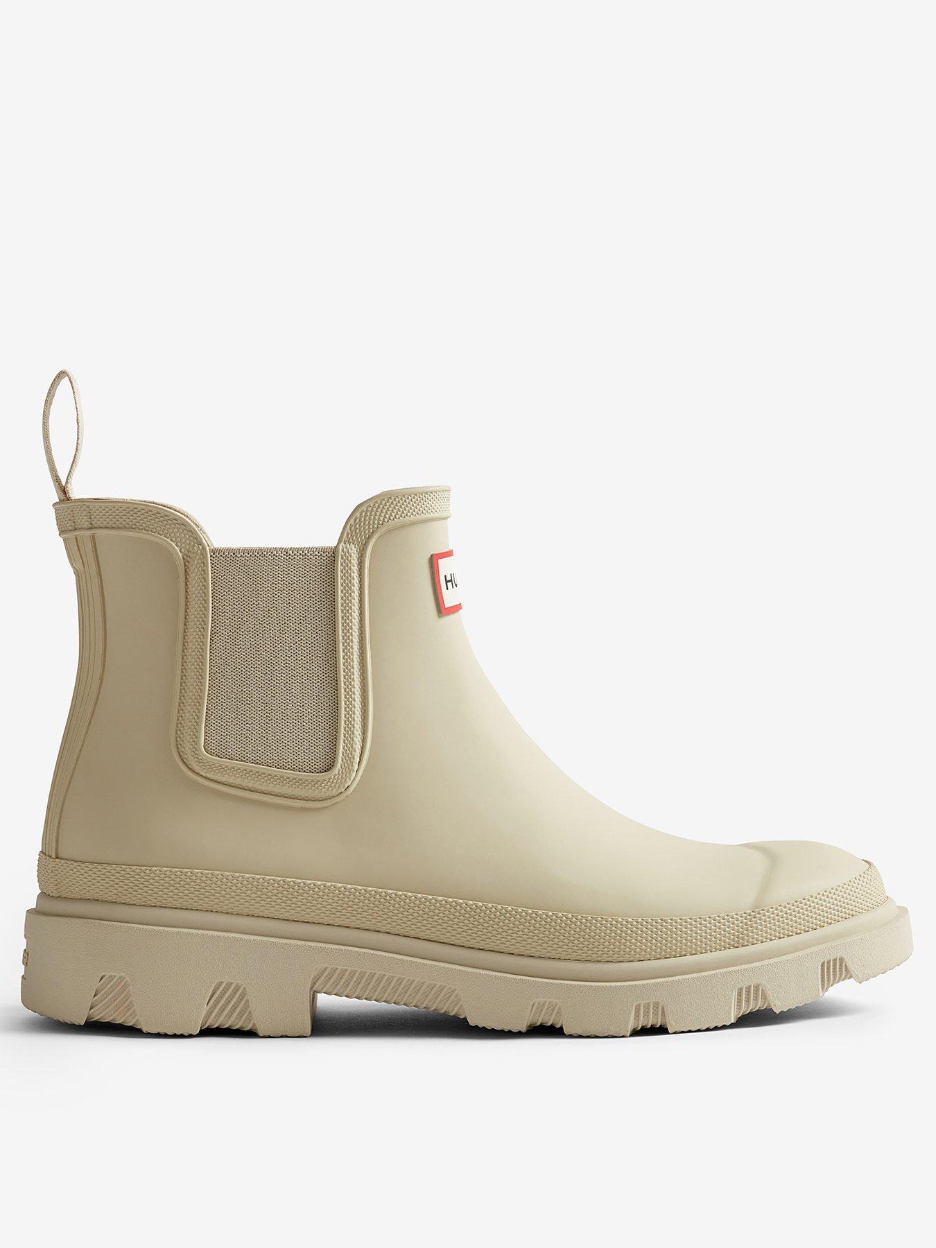 Hunter Unisex Downpour Chelsea, Beige, Size 5, Women