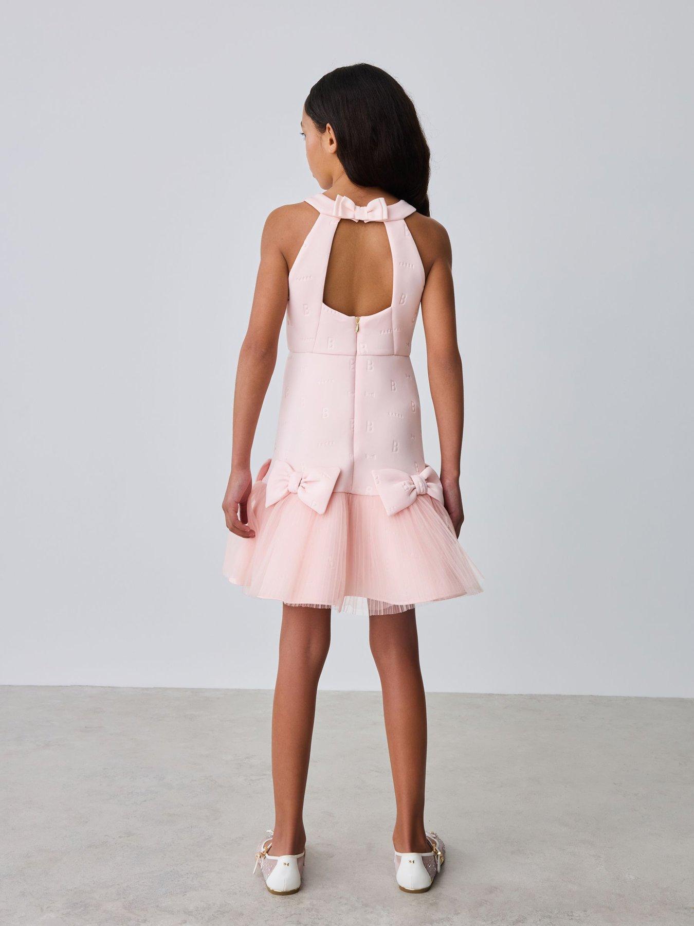 Image 2 of 7 of Ted Baker Older Girls Bow Frill Hem Dress - Pink