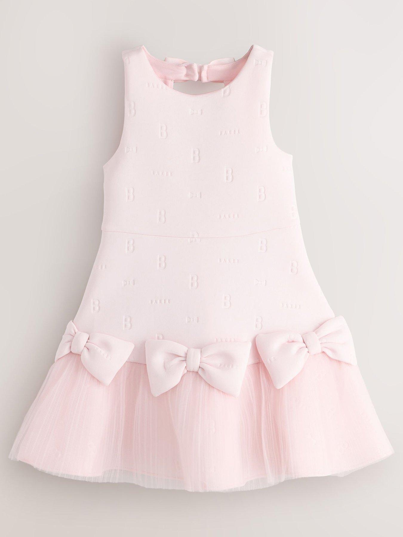 Ted Baker Older Girls Bow Frill Hem Dress - Pink