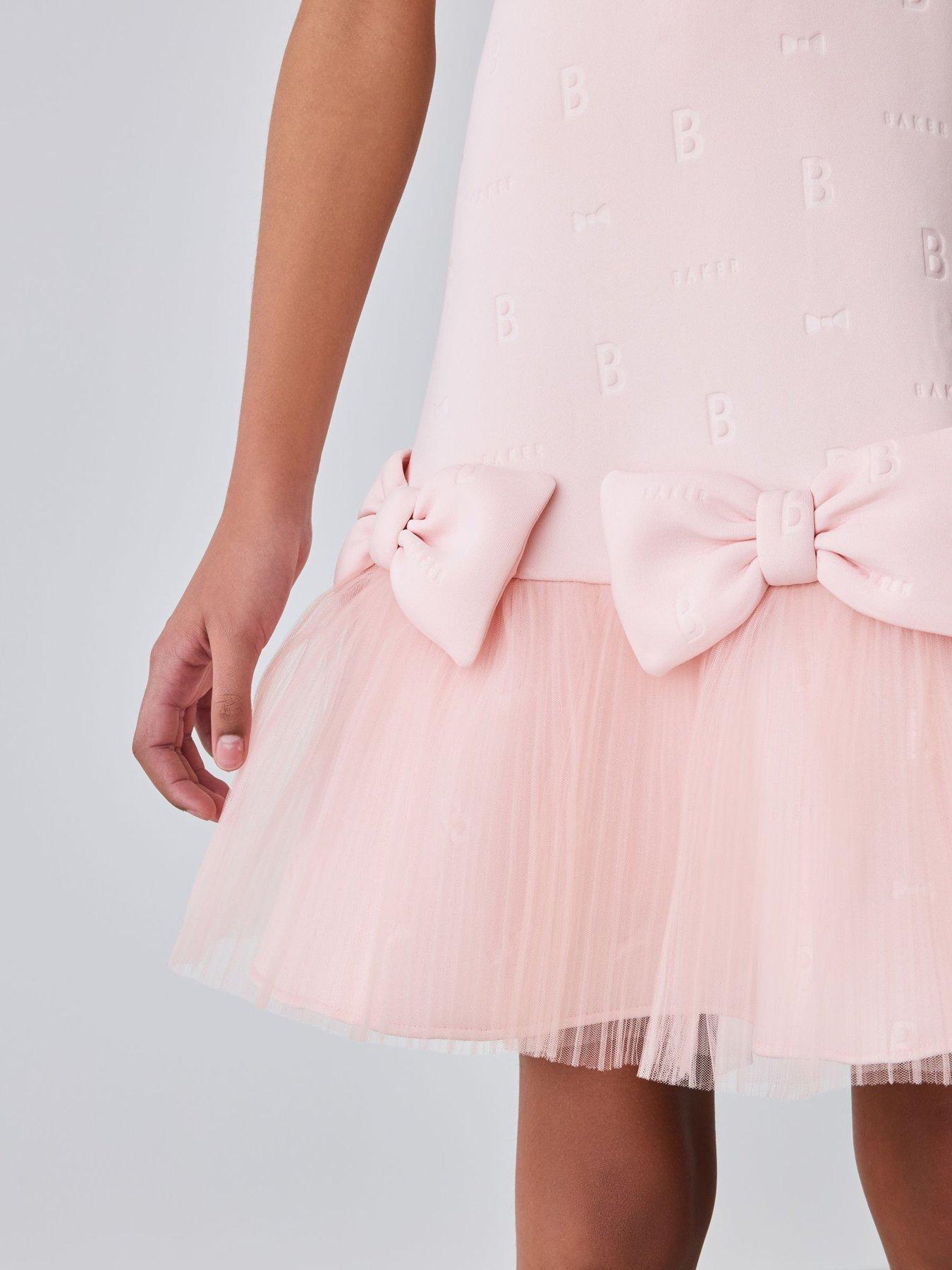 Image 4 of 7 of Ted Baker Older Girls Bow Frill Hem Dress - Pink