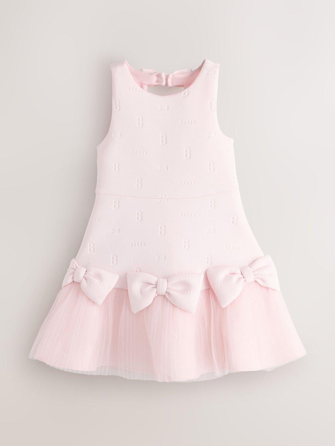Image 5 of 7 of Ted Baker Older Girls Bow Frill Hem Dress - Pink