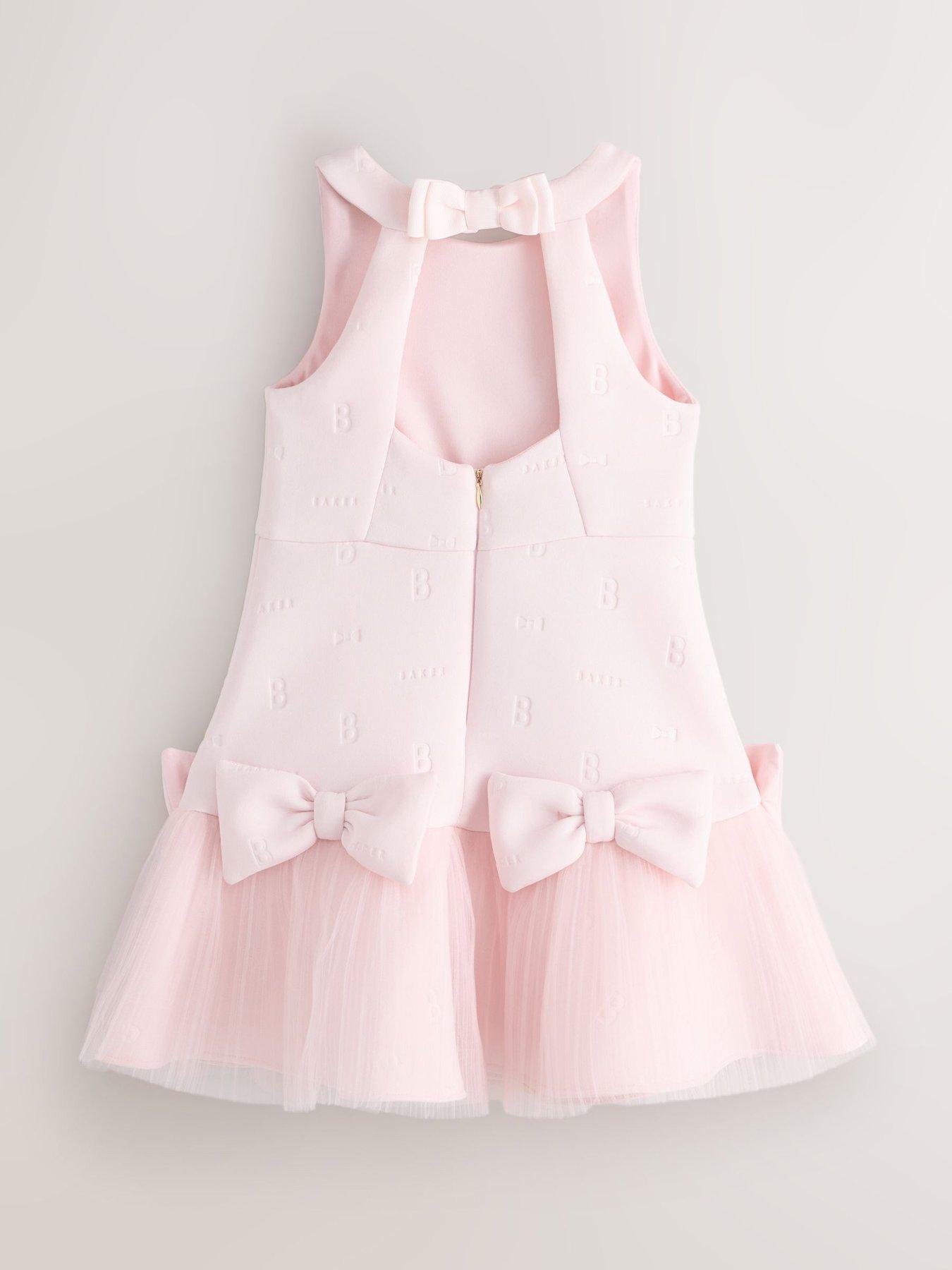 Image 6 of 7 of Ted Baker Older Girls Bow Frill Hem Dress - Pink