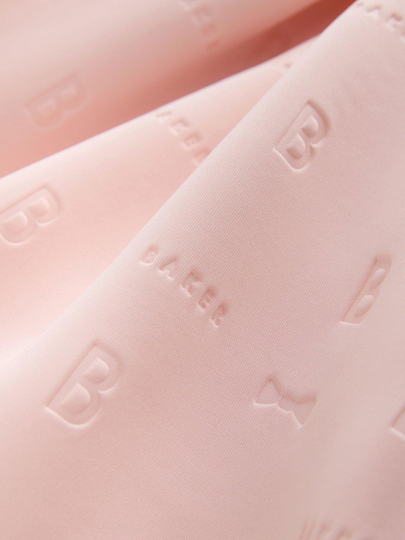 Image 5 of 5 of Ted Baker Girls Frill Sleeve Embossed Scuba Dress - Pink