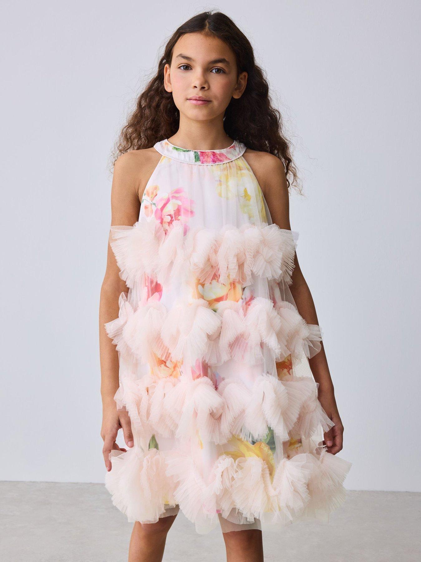 Ted Baker: Older Girls Fluffy Halter Occasion Dress - White
