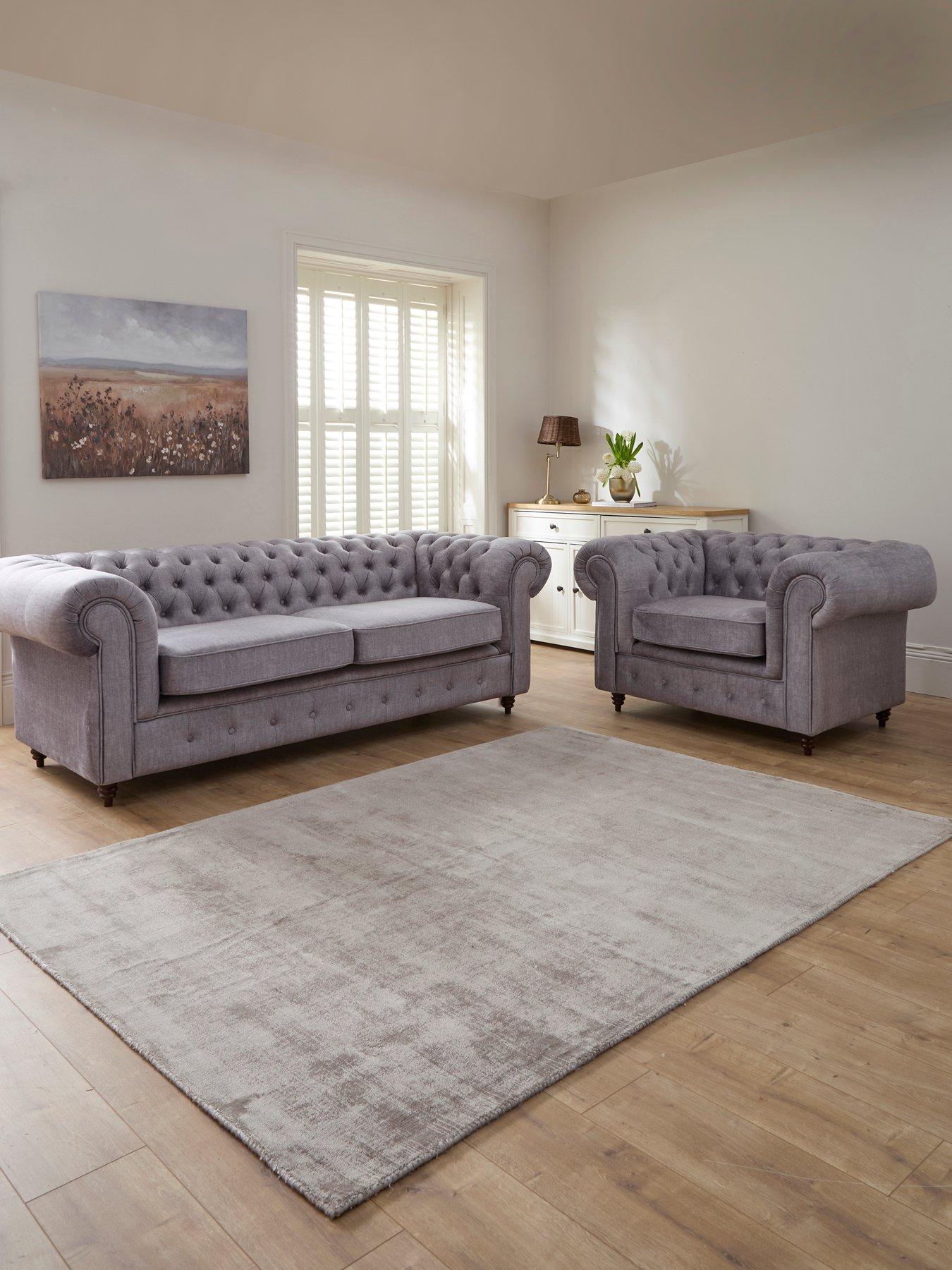 The Very Collection Laura 3 Seater Sofa + Armchair Set - Grey (Buy  &  SAVE!) - FSC® Certified