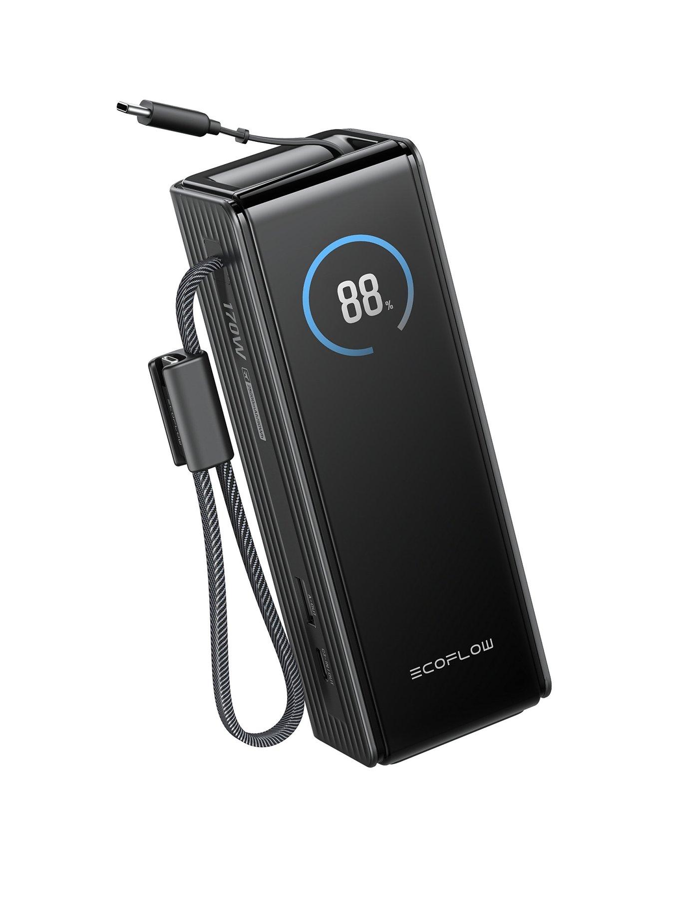 EcoFlow Rapid 25K power bank with built in cable  &  25000mAh capacity - Black