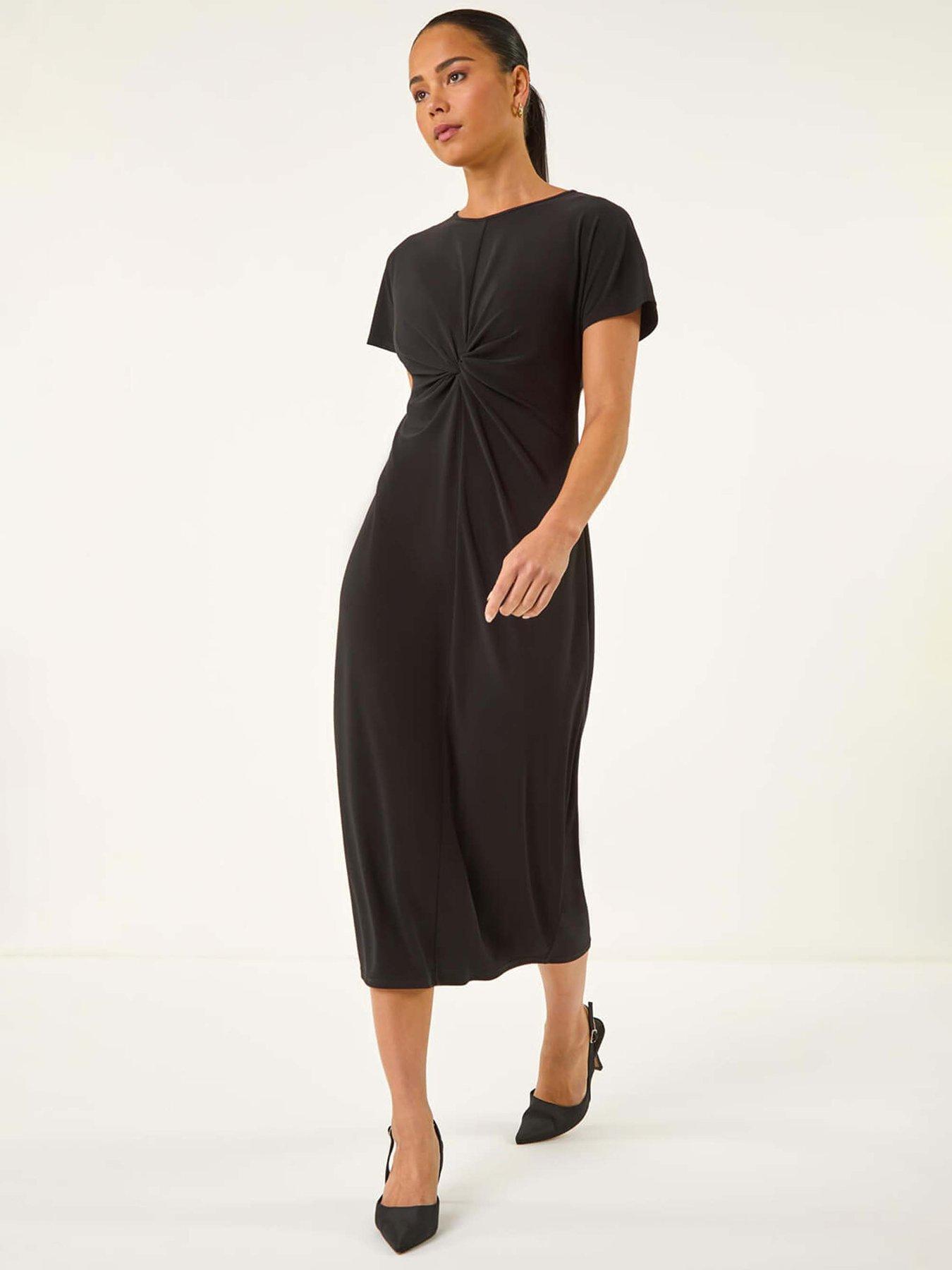 Roman Petite Twist Front Stretch Midi Dress