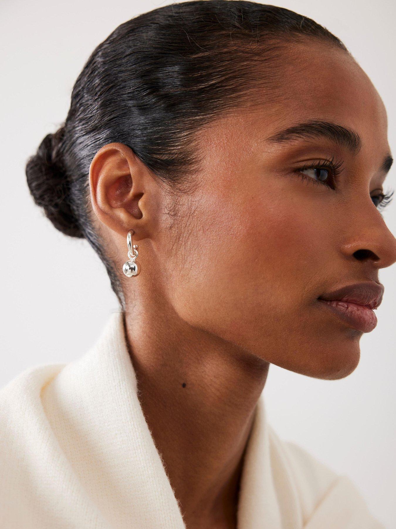 Image 2 of 4 of Mint Velvet Tone Sphere Earrings - Silver