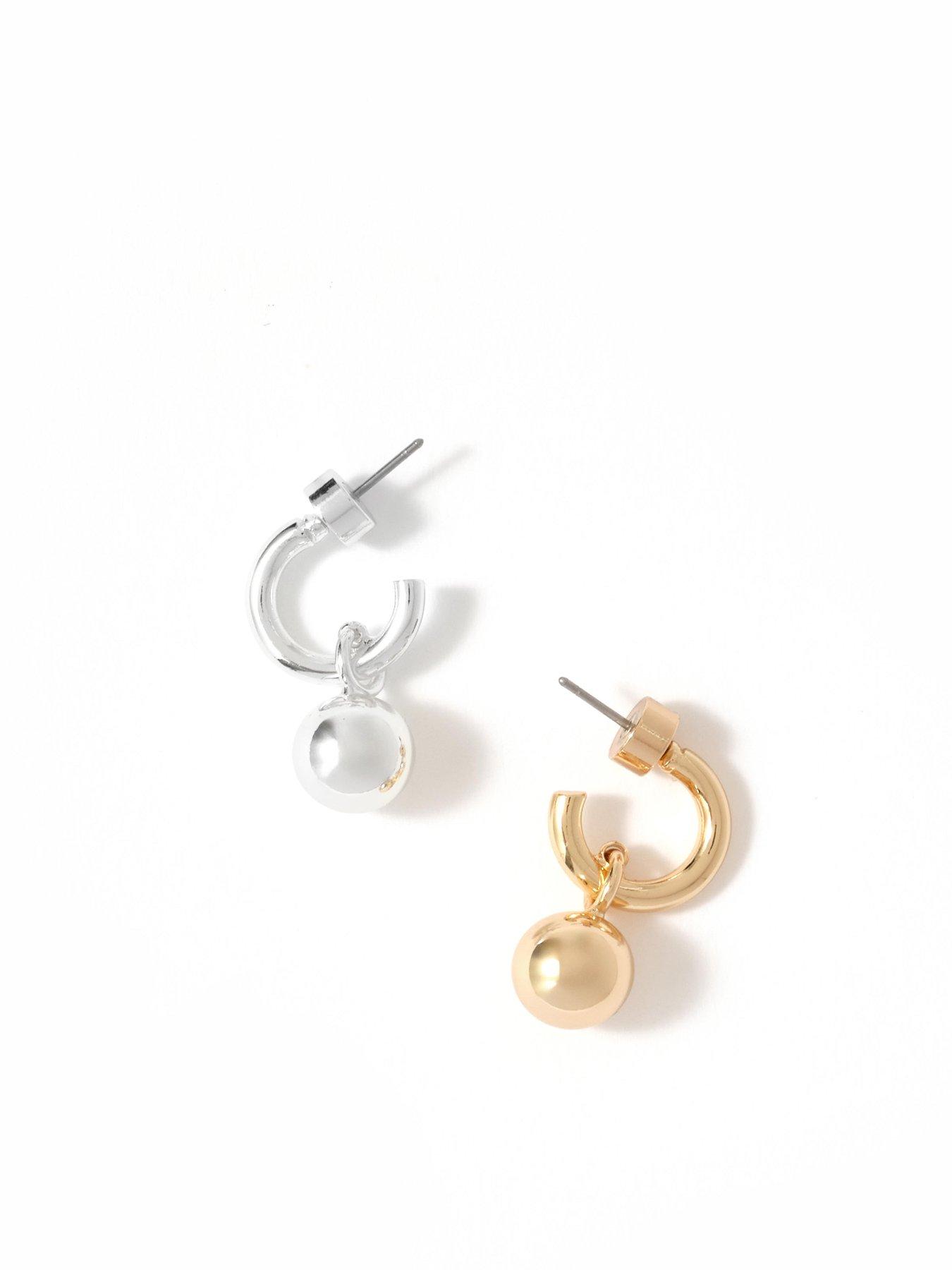 Image 3 of 4 of Mint Velvet Tone Sphere Earrings - Silver