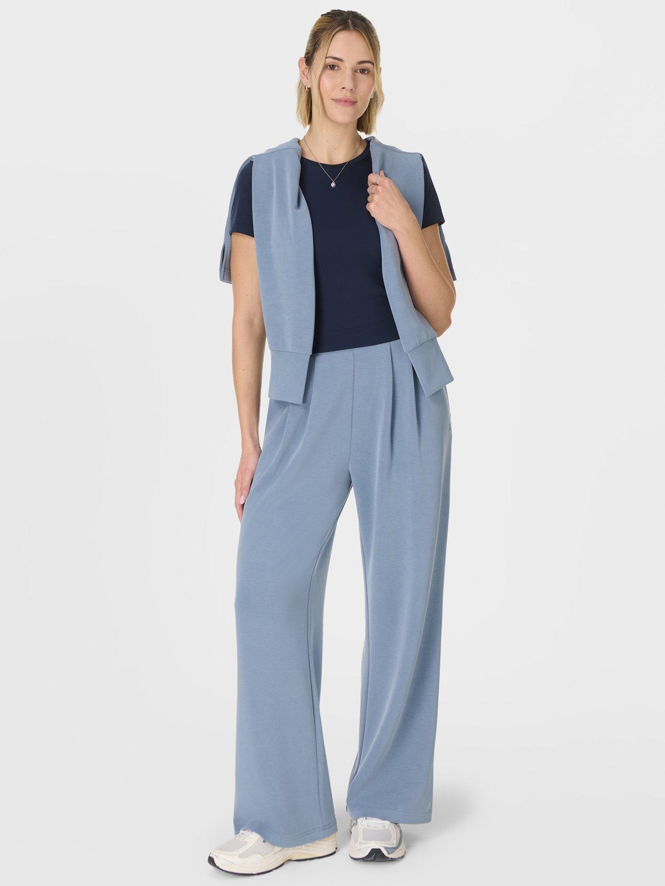 Image 3 of 5 of Sweaty Betty Womens Training Sand Wash Wide Leg Trousers - Blue