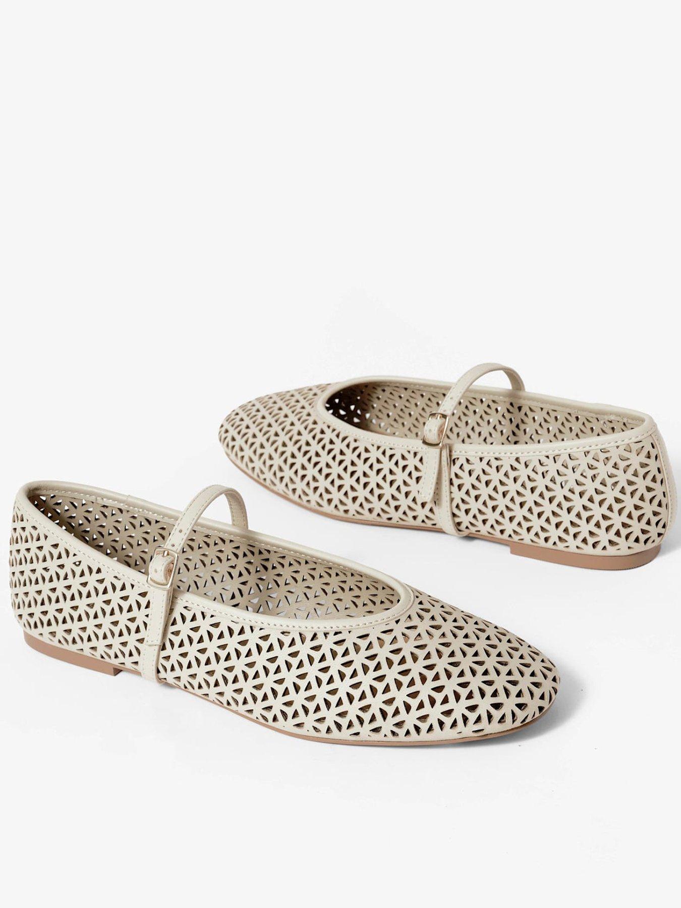 Mint Velvet Tabi Stone Leather Ballet Pump - Cream