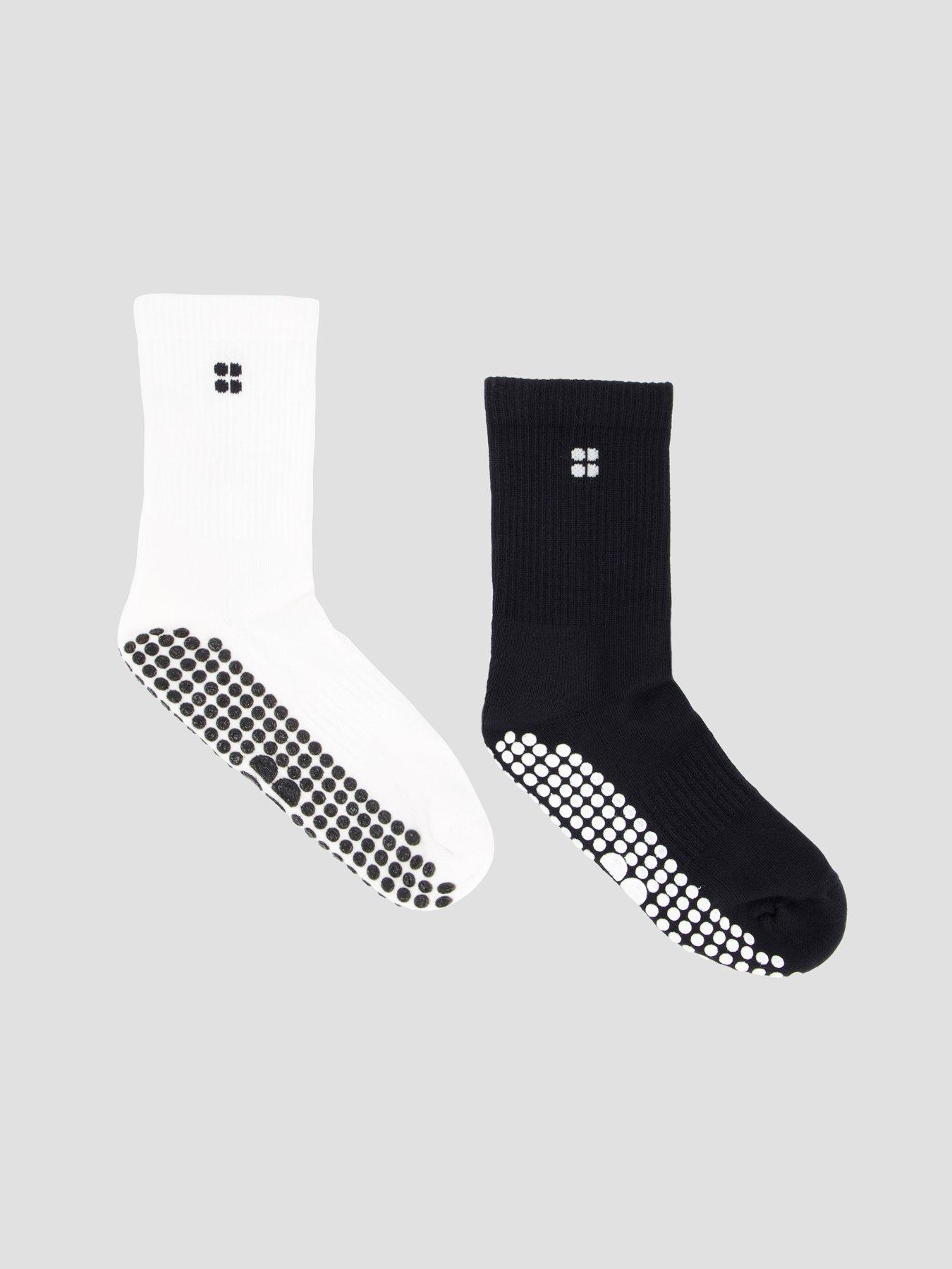 Sweaty Betty Womens Training Pilates Crew Gripper Sock 2 Pack - White/Black