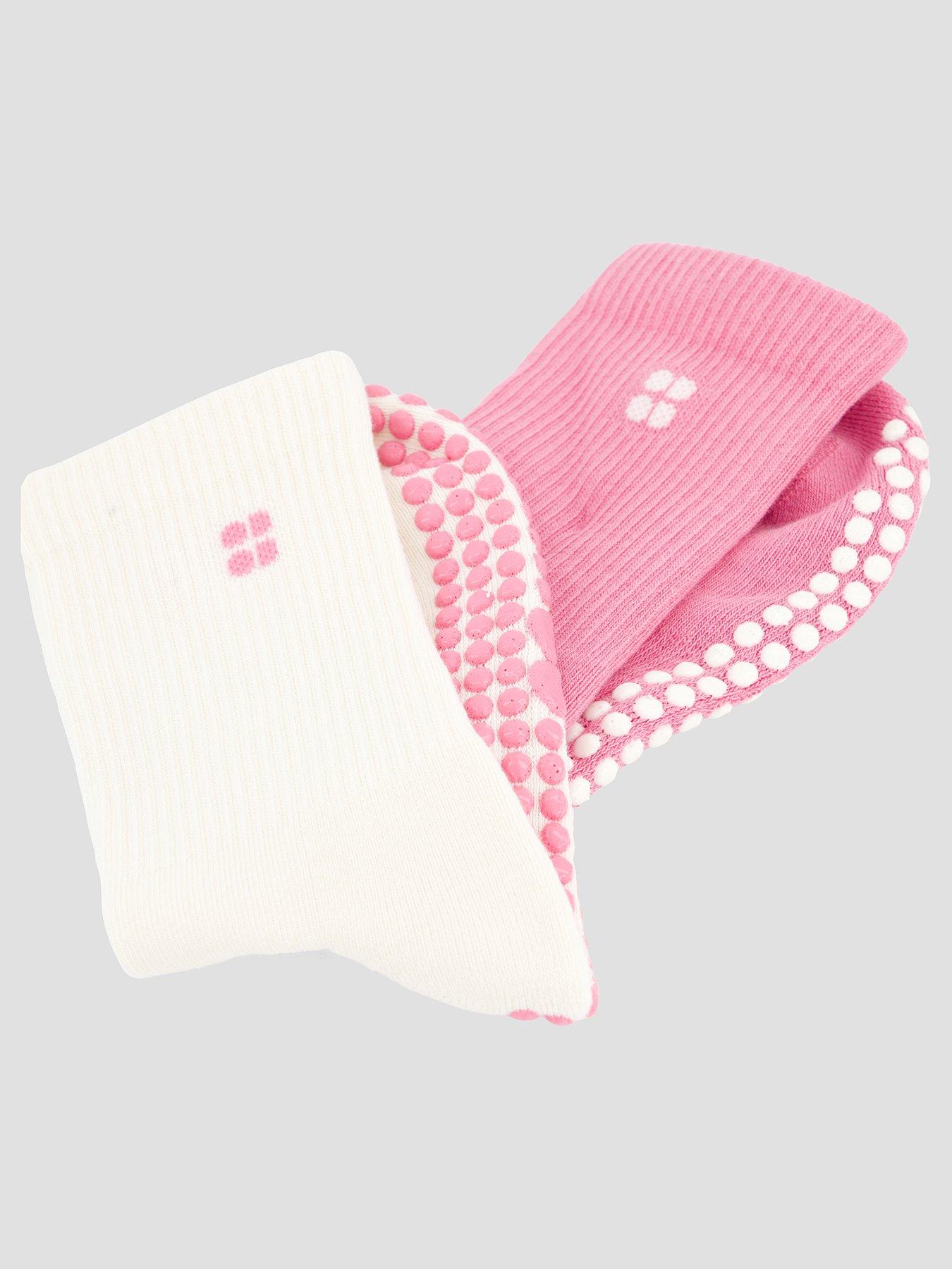Image 3 of 4 of Sweaty Betty Womens Training Pilates Crew Gripper Sock 2 Pack - Pink/White