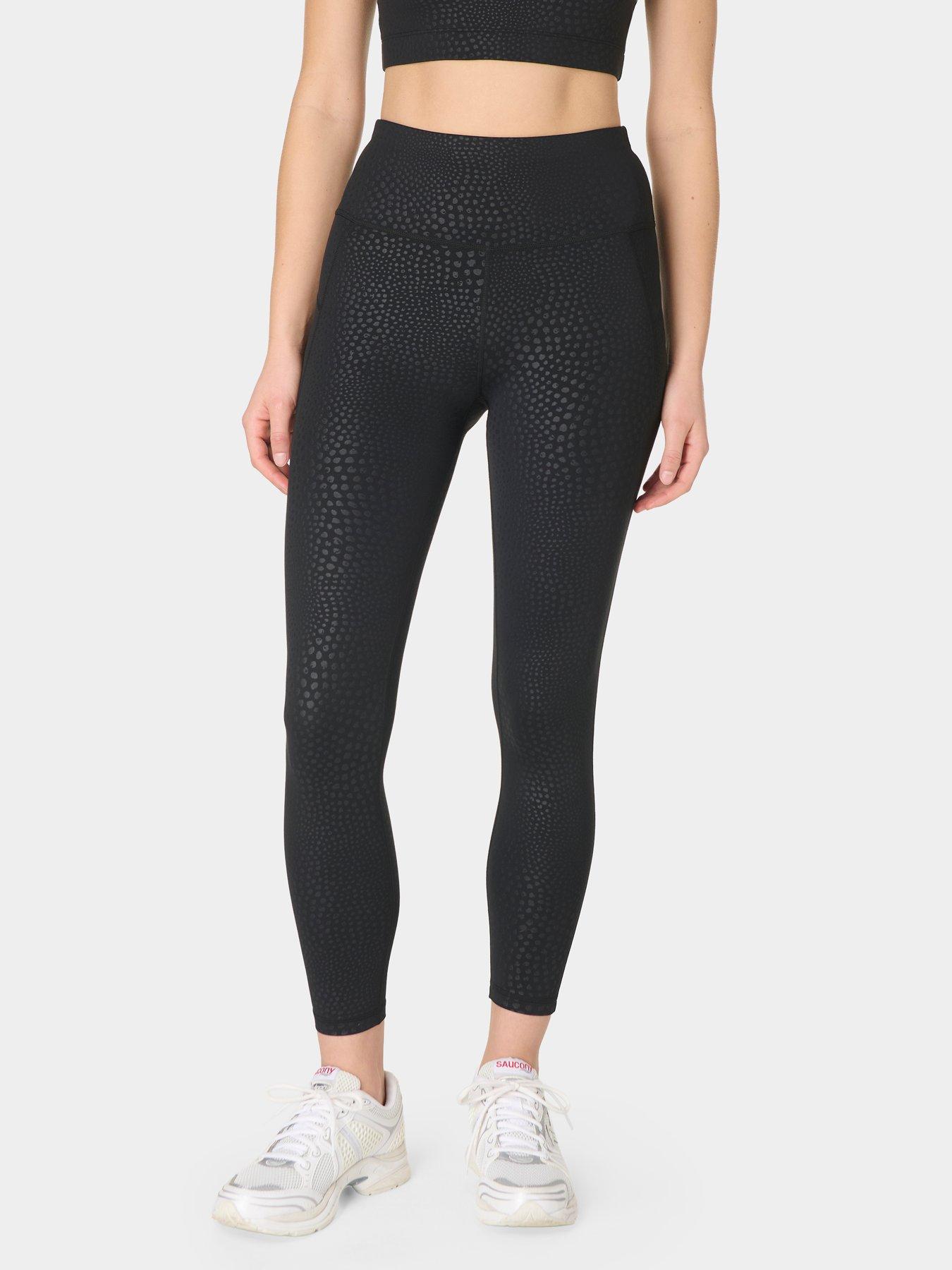 Image 1 of 7 of Sweaty Betty Womens Training All Day 7/8 Reptile Embossed Leggings - Black