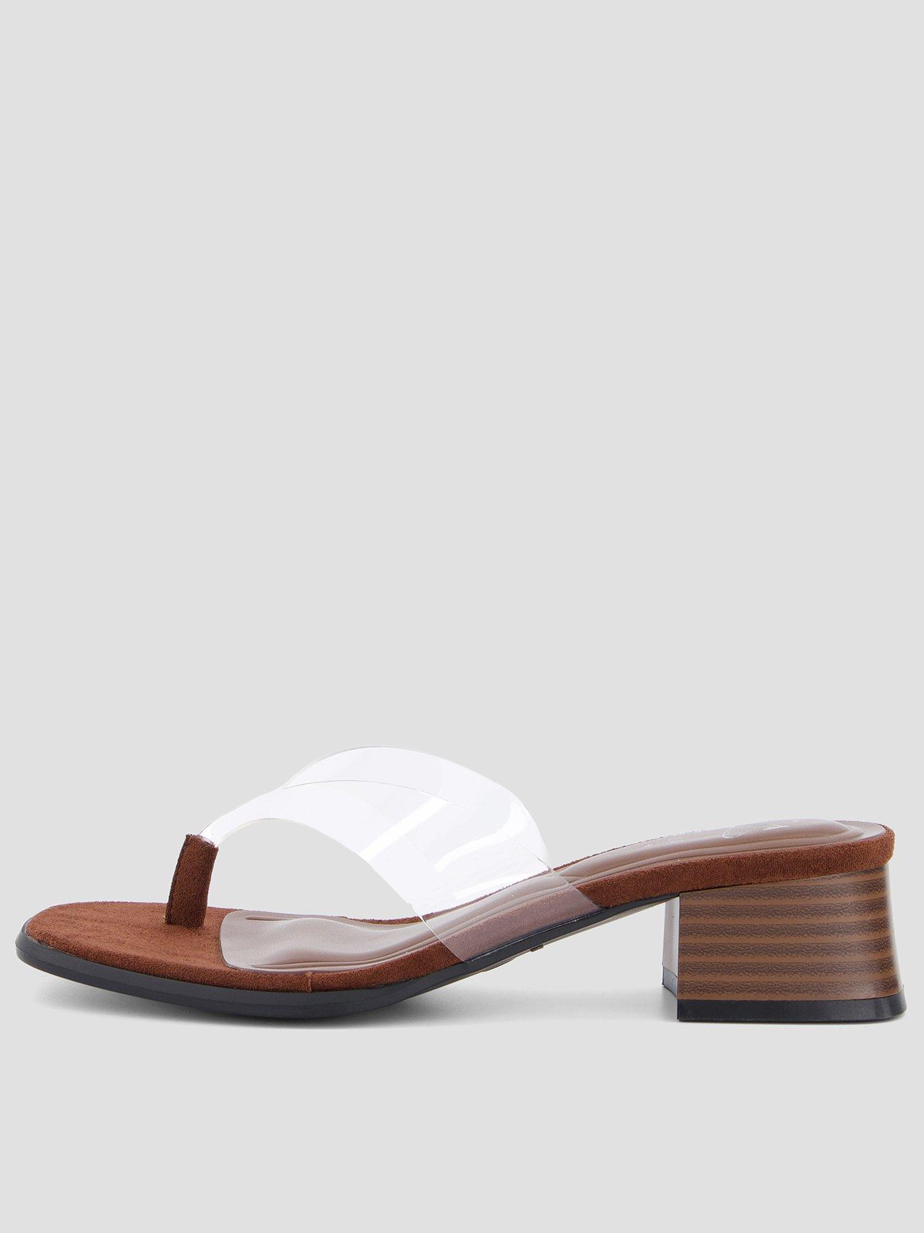 The Very Collection Persepex Toe Thong Low Heel Sandal - Brown