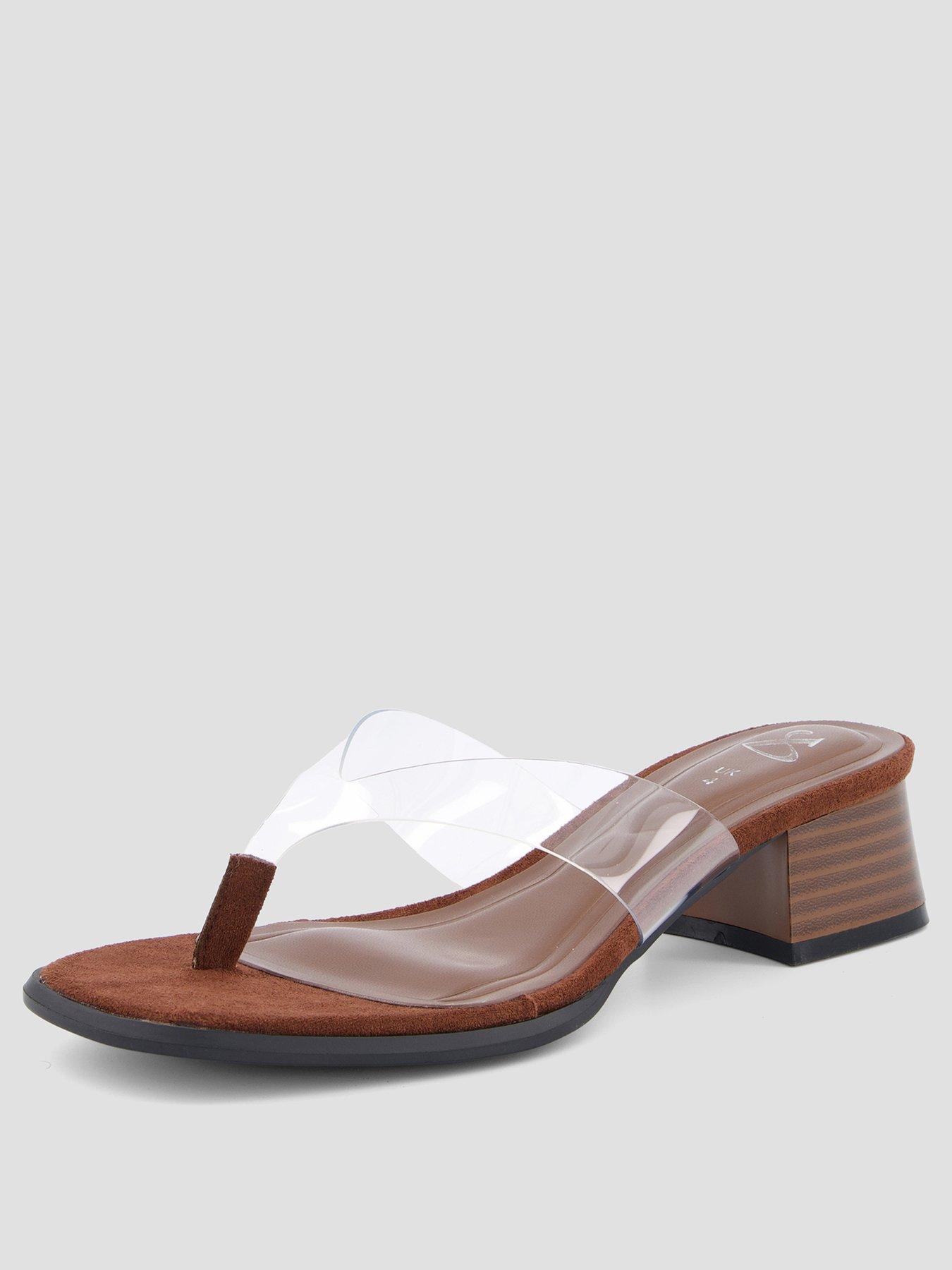 Image 2 of 7 of The Very Collection Persepex Toe Thong Low Heel Sandal - Brown