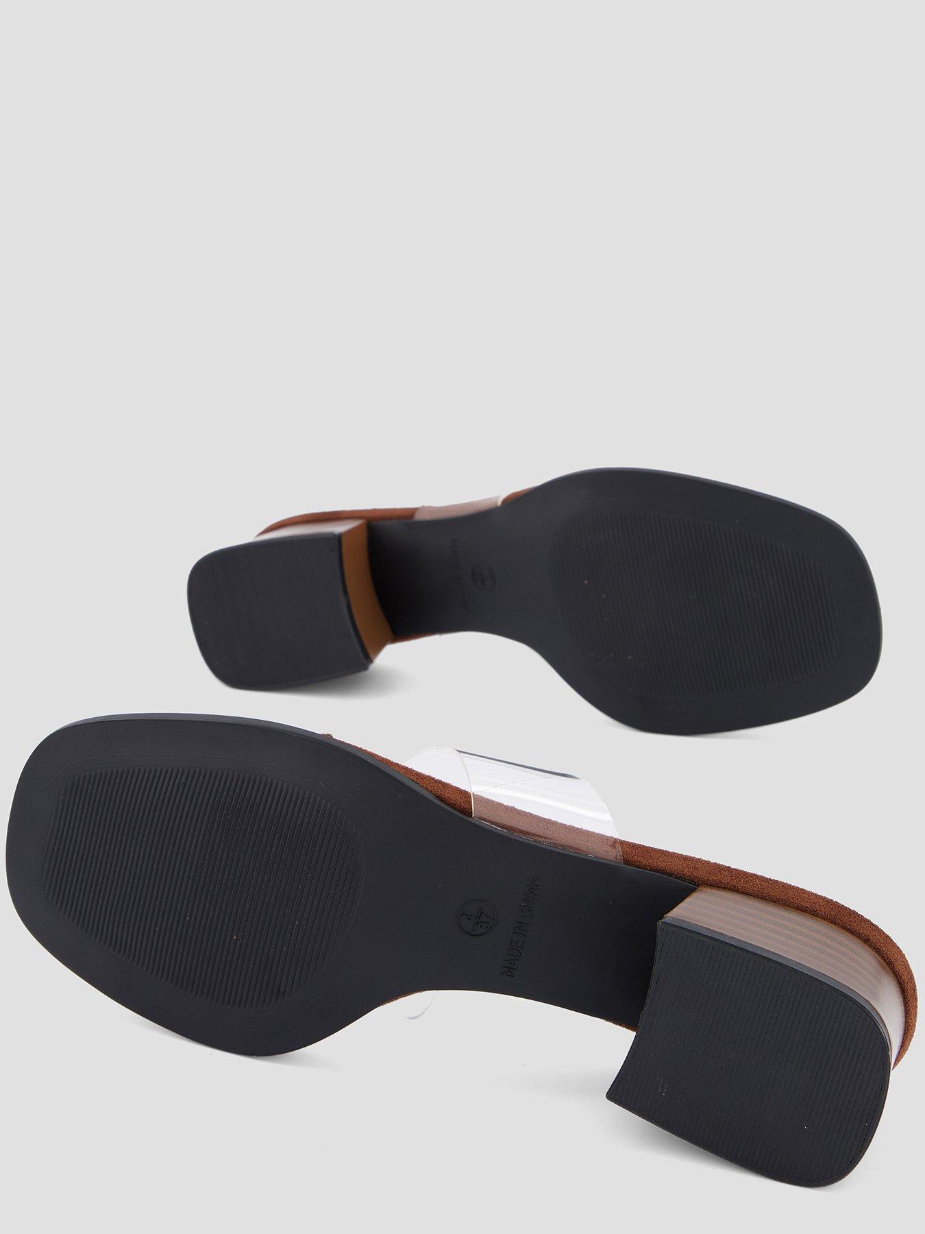 Image 4 of 7 of The Very Collection Persepex Toe Thong Low Heel Sandal - Brown