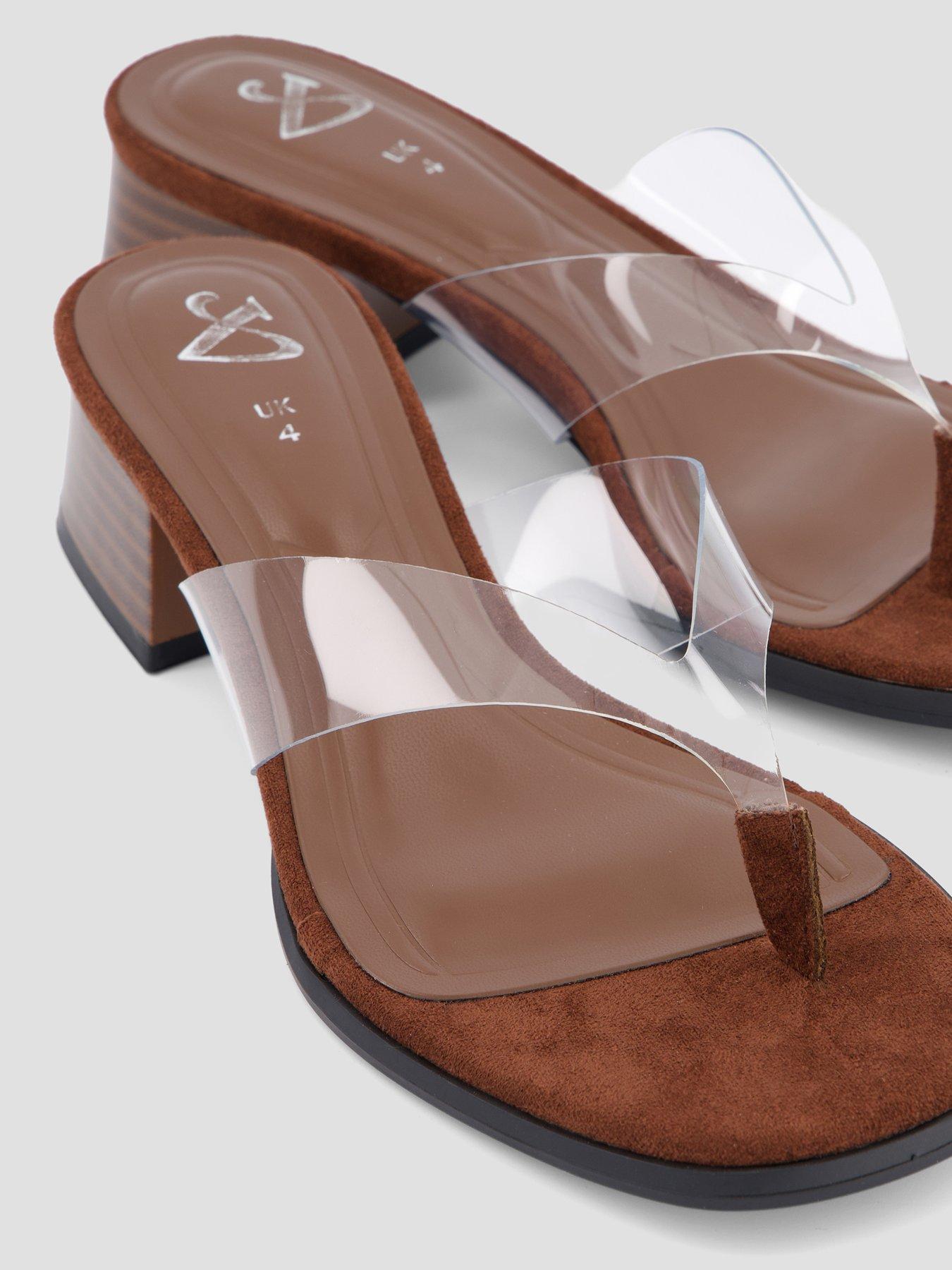 Image 5 of 7 of The Very Collection Persepex Toe Thong Low Heel Sandal - Brown