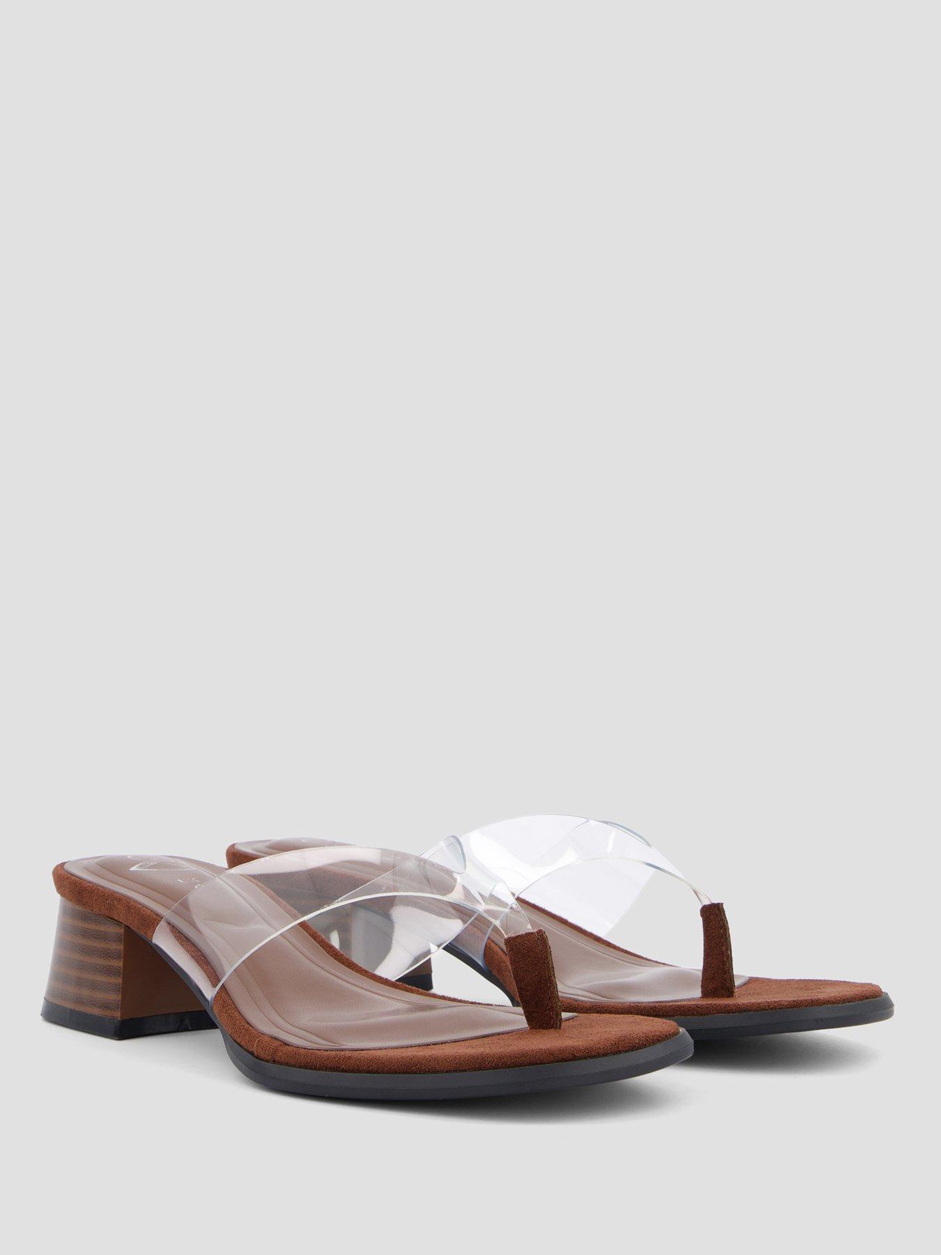 Image 6 of 7 of The Very Collection Persepex Toe Thong Low Heel Sandal - Brown
