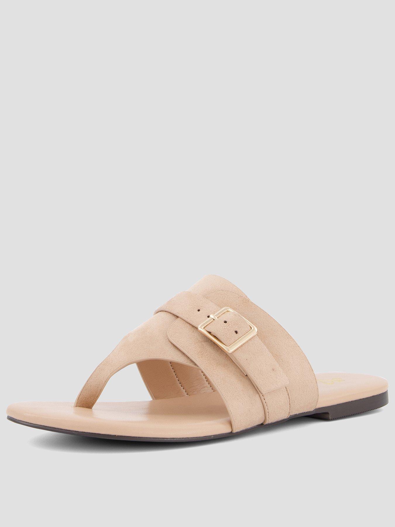 The Very Collection Wide Fit Toe Post Flat Sandal - Sand