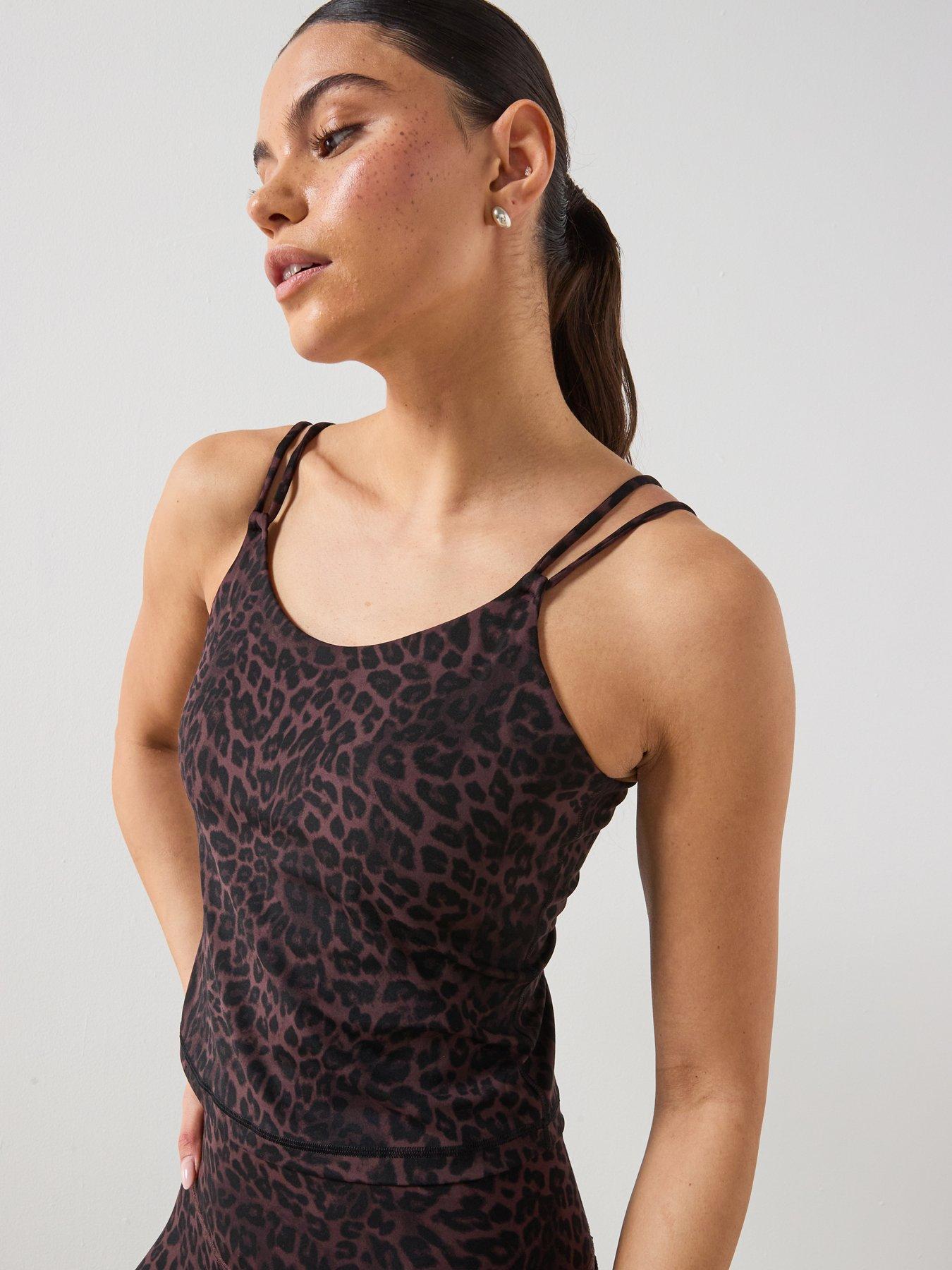 Sweaty Betty Womens Training Ultimate Studio Twin Strap Bra Tank - Brown Animal Print