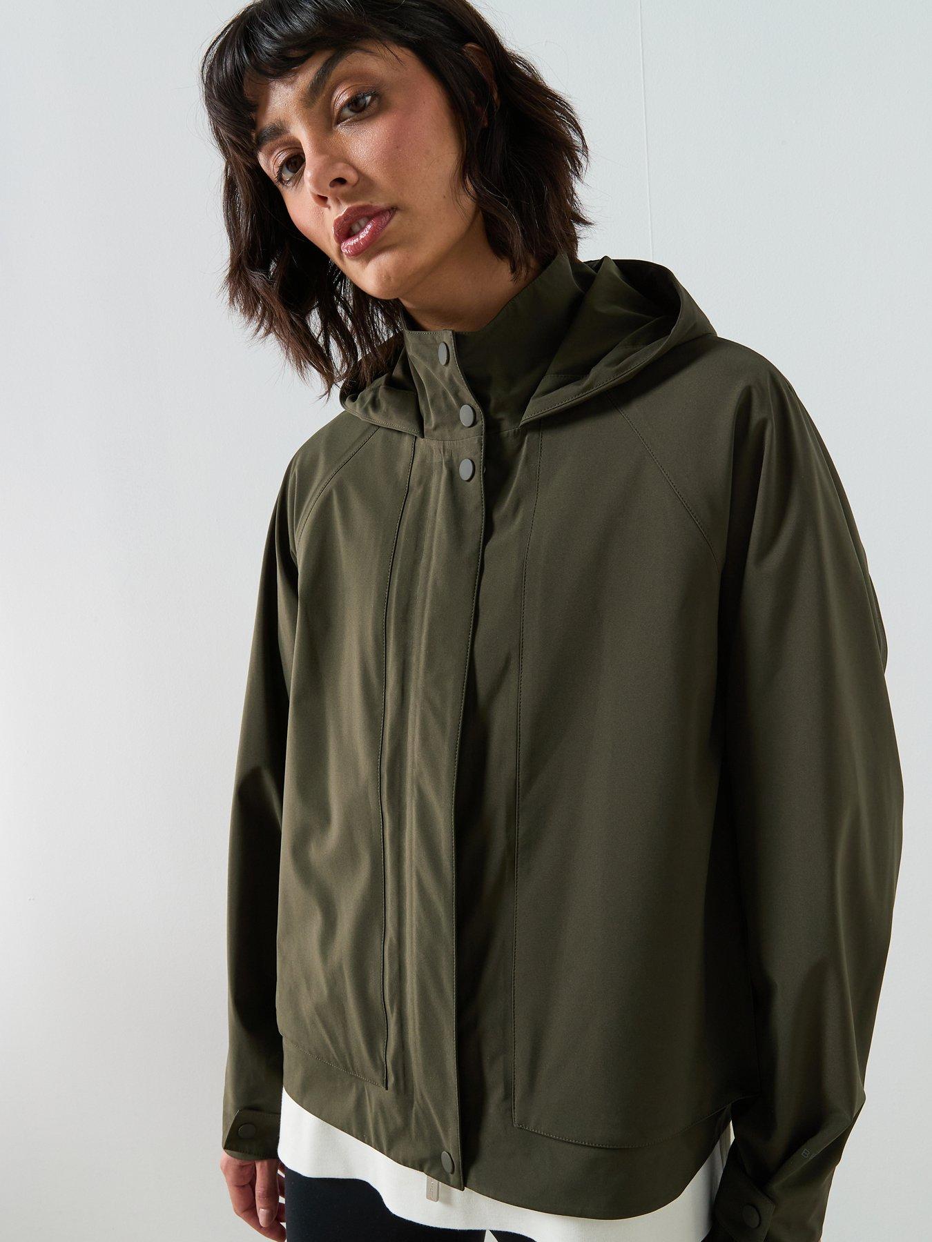 Image 5 of 6 of Sweaty Betty Womens Training Motion Waterproof Cropped Parka Jacket - Green