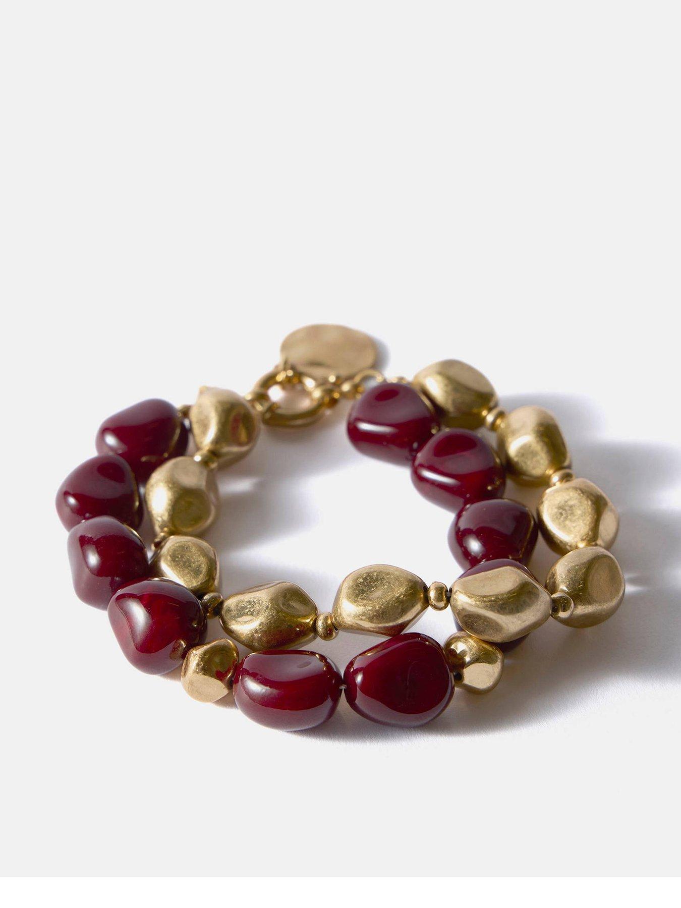 Mint Velvet Gold Tone Layered Resin Bracelet - Gold/Brown