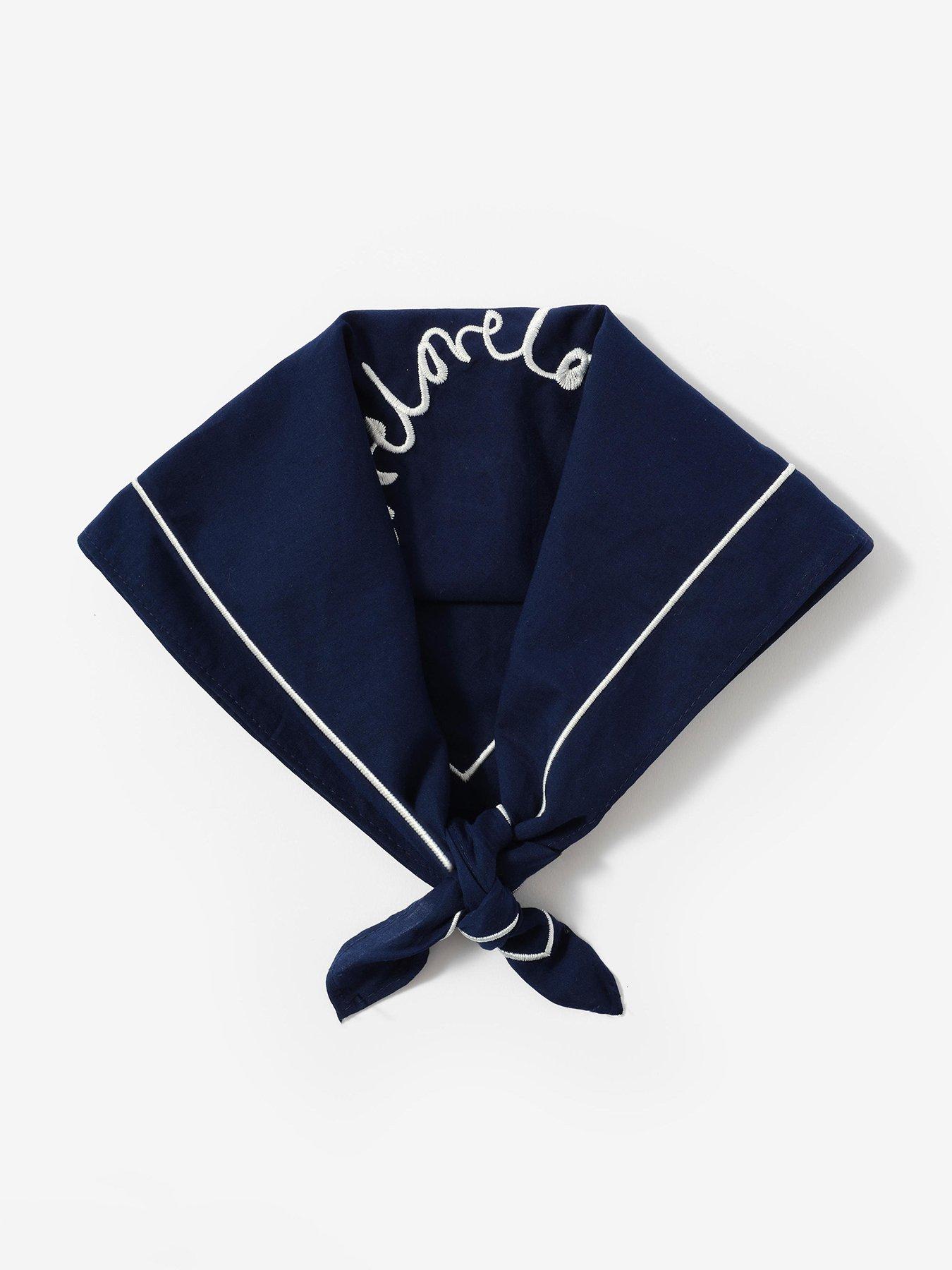 Mint Velvet Heart Embroidery Square Cotton Scarf - Blue