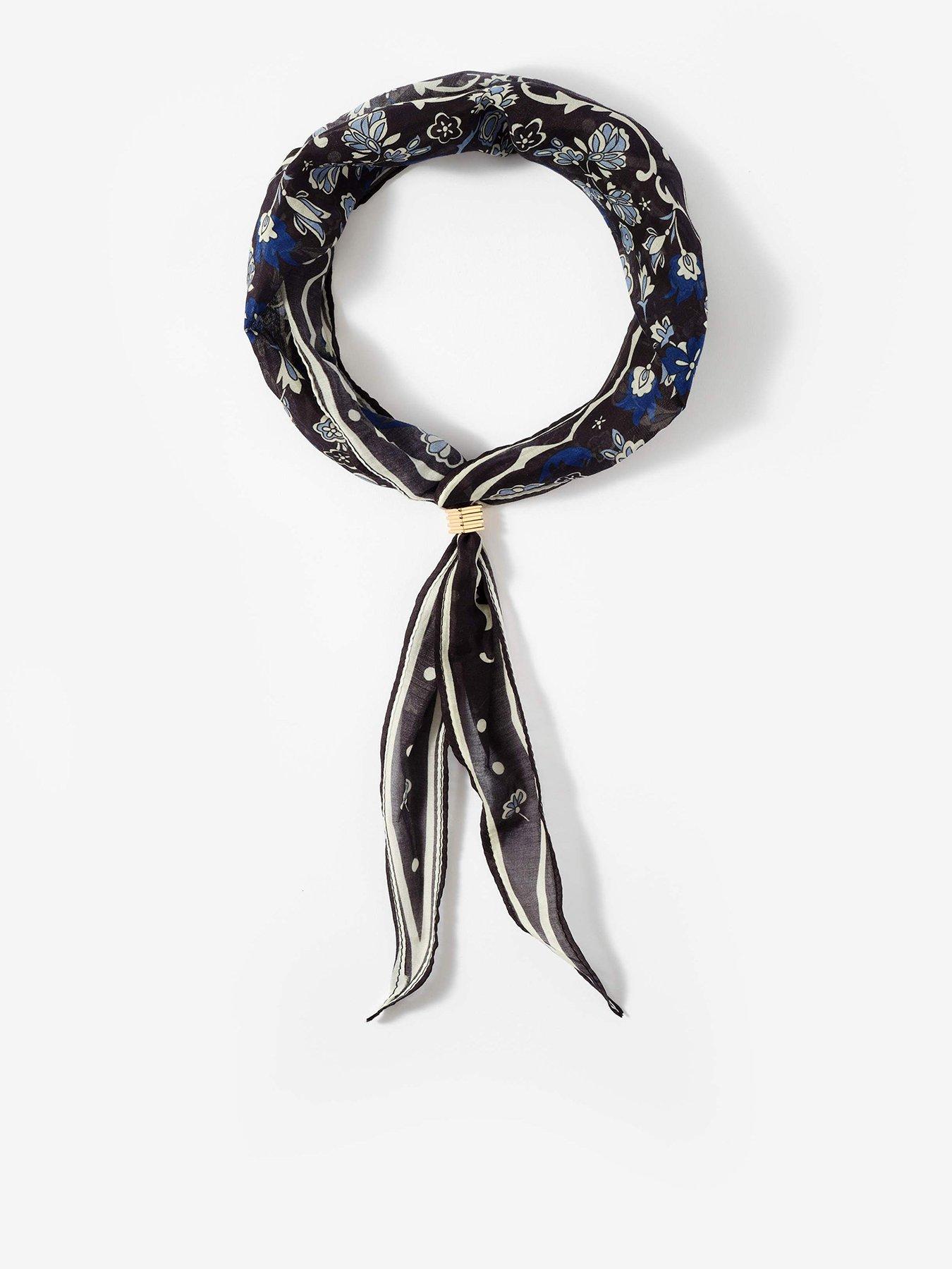 Mint Velvet Silk Mix Paisley Skinny Scarf - Navy