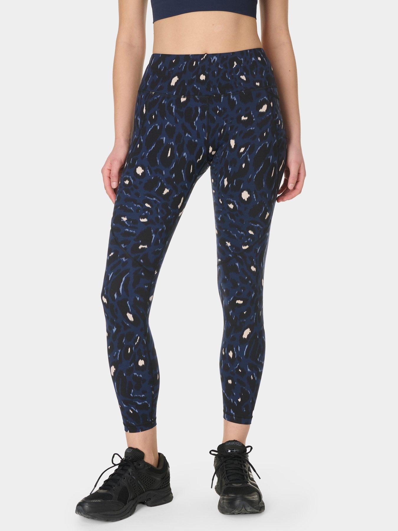 Sweaty Betty Womens Training Power 7/8 Abstract Leopard Print Workout Leggings, Blue, Size Xs, Women