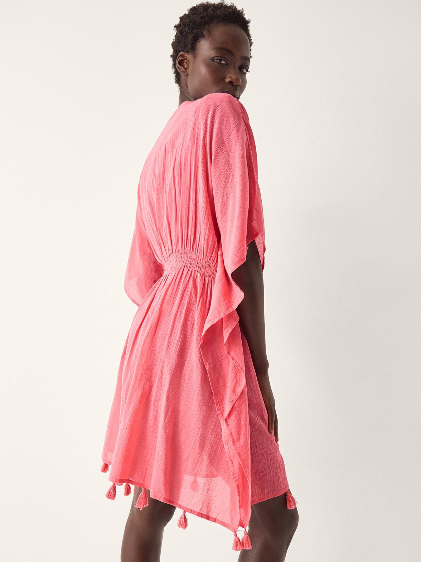 Image 2 of 5 of Monsoon Jada Embellished Mini Kaftan - Pink Rose