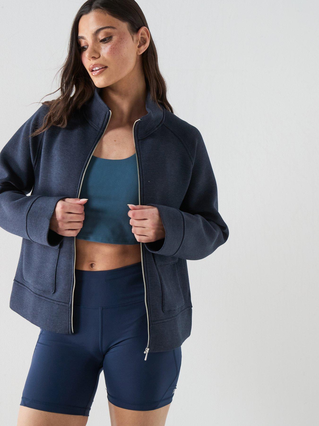 Sweaty Betty Womens Training Wind Down Patch Pocket Zip Through - Blue