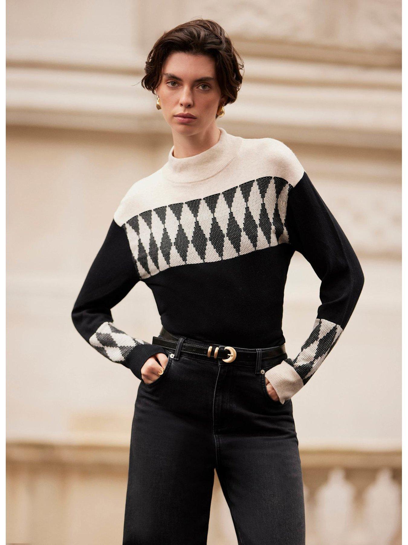 Mint Velvet Stone Graphic Crew Neck Jumper - Cream