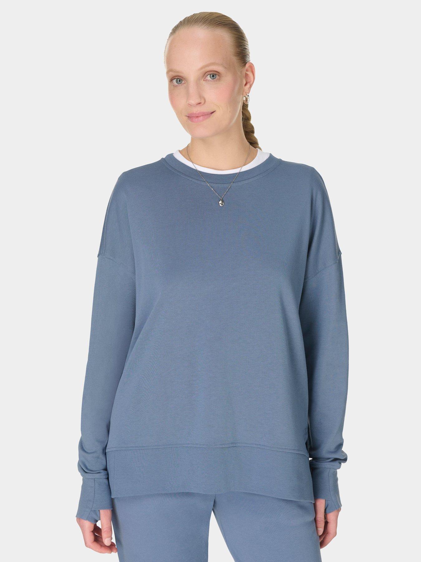 Image 1 of 6 of Sweaty Betty Womens Training After Class Longline Sweatshirt - Blue