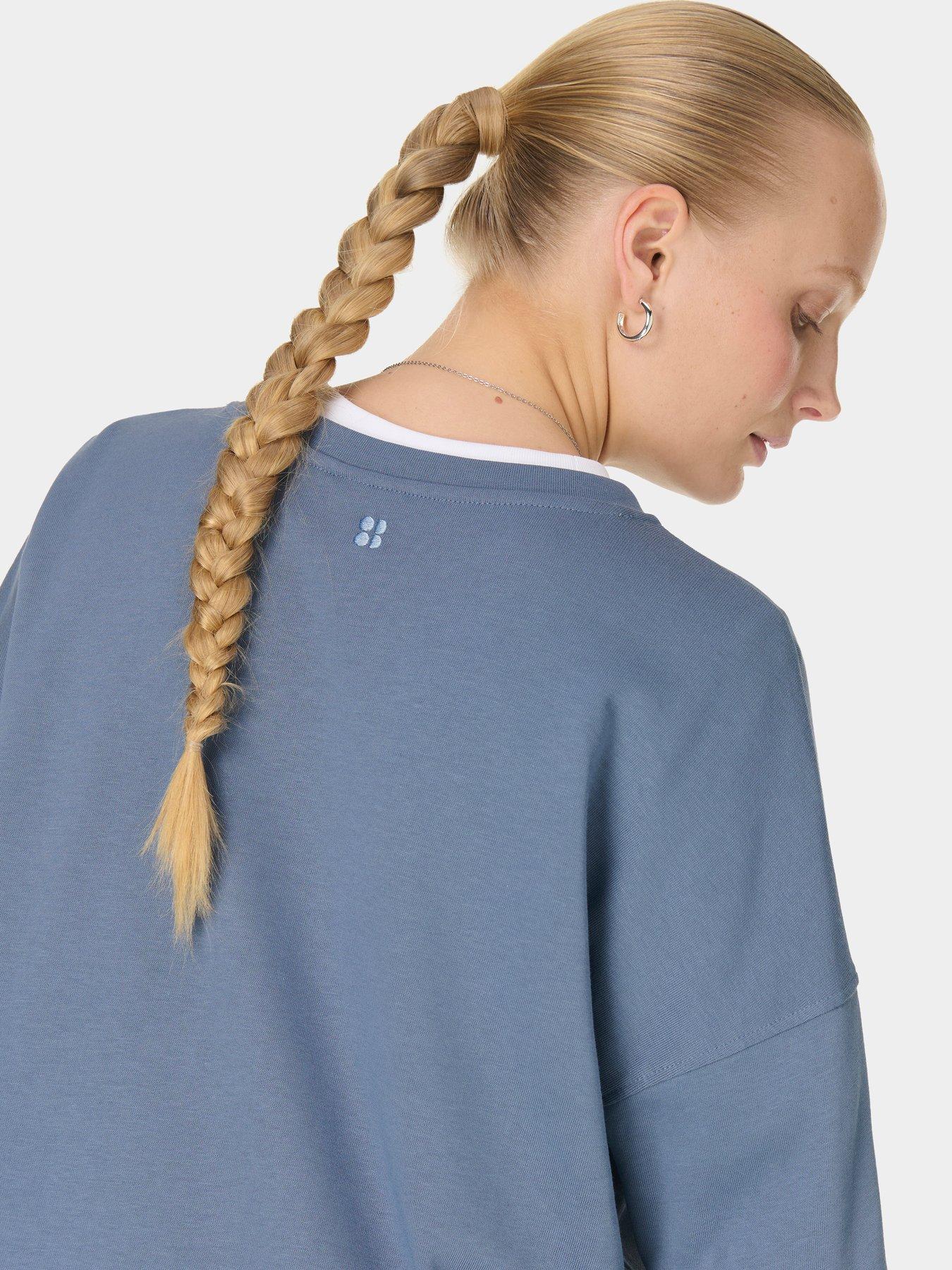 Image 4 of 6 of Sweaty Betty Womens Training After Class Longline Sweatshirt - Blue