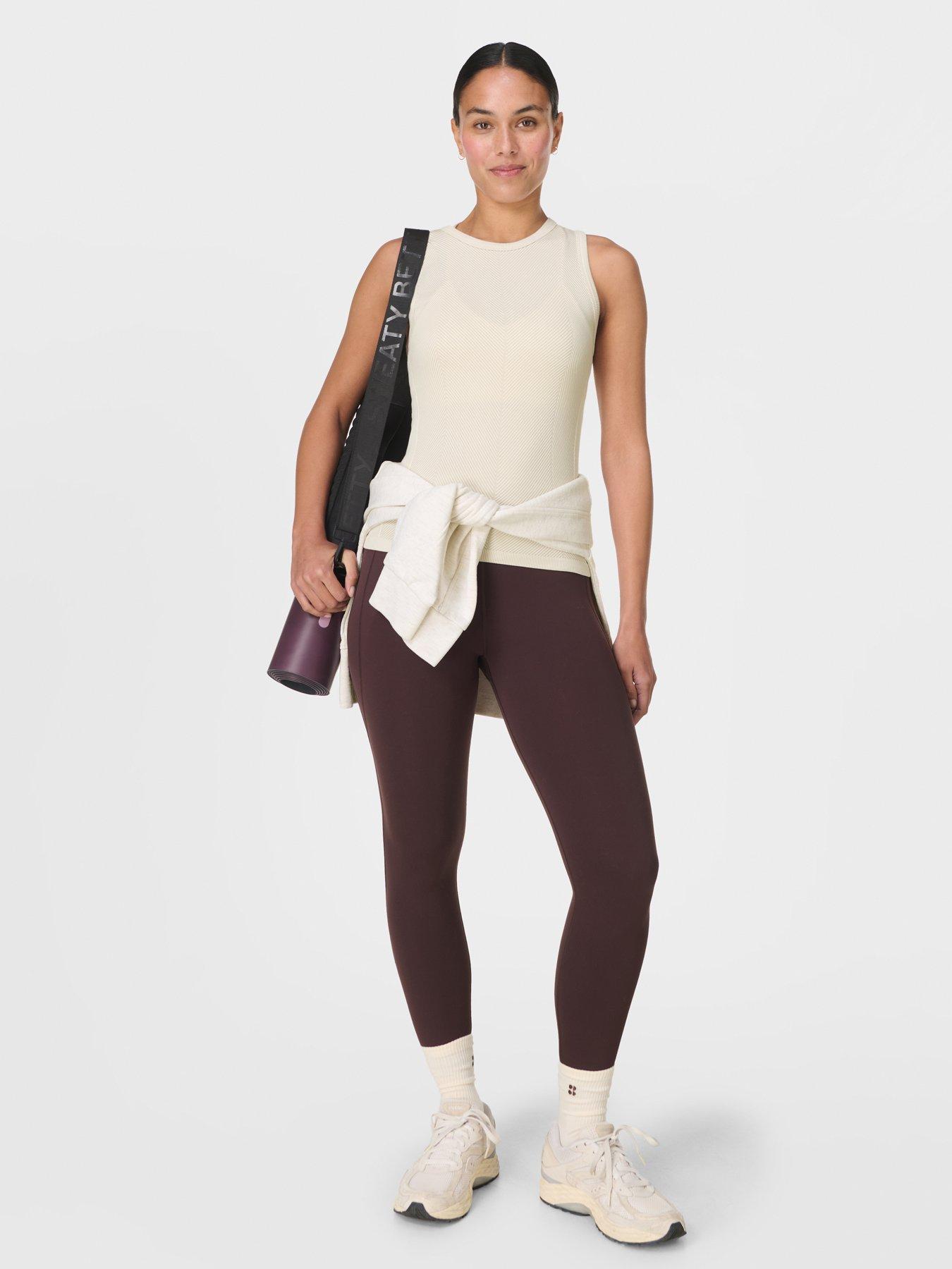 Image 3 of 7 of Sweaty Betty Womens Training Mindful Flex Rib Tank Top - Beige
