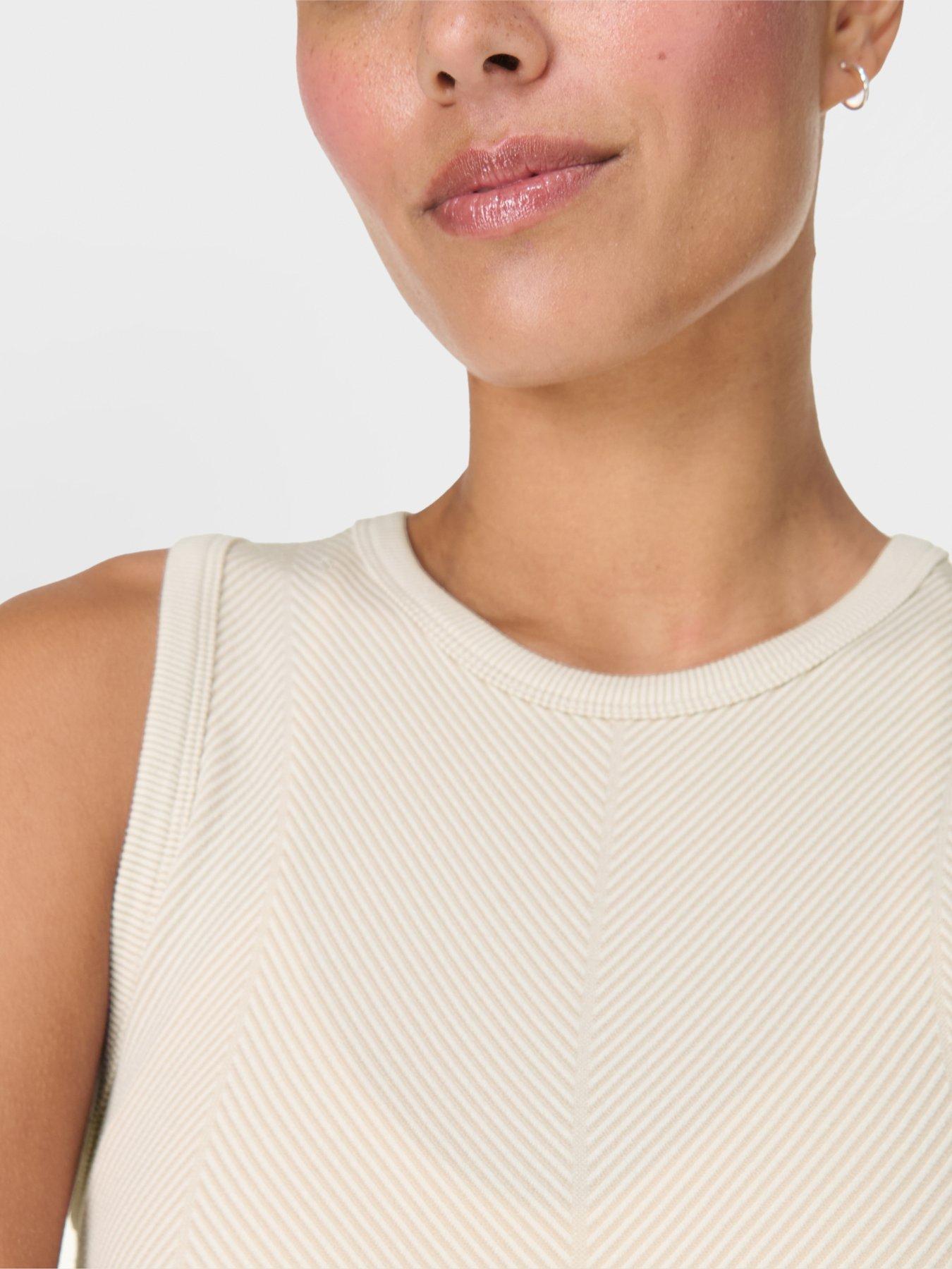 Image 5 of 7 of Sweaty Betty Womens Training Mindful Flex Rib Tank Top - Beige