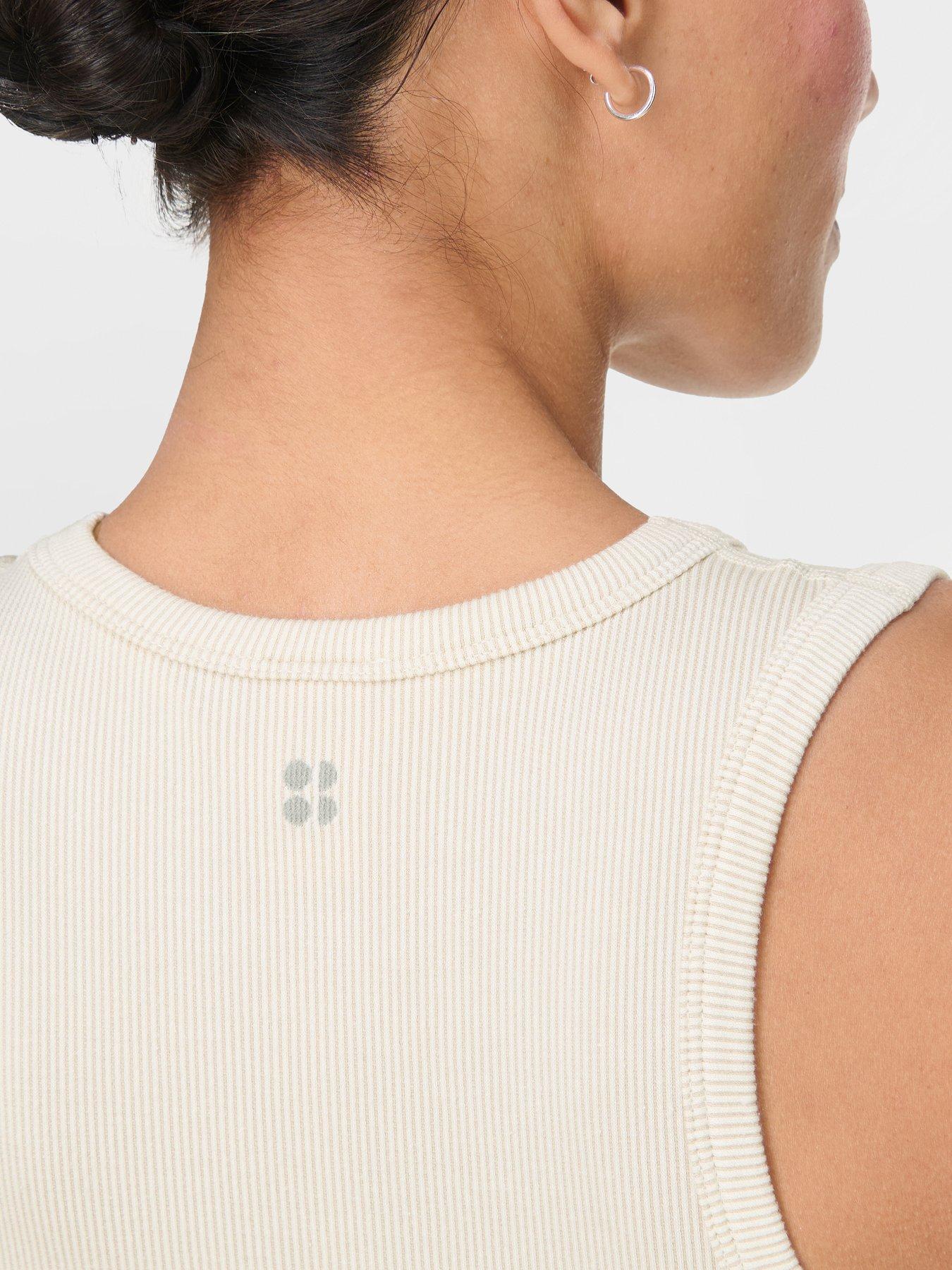 Image 6 of 7 of Sweaty Betty Womens Training Mindful Flex Rib Tank Top - Beige