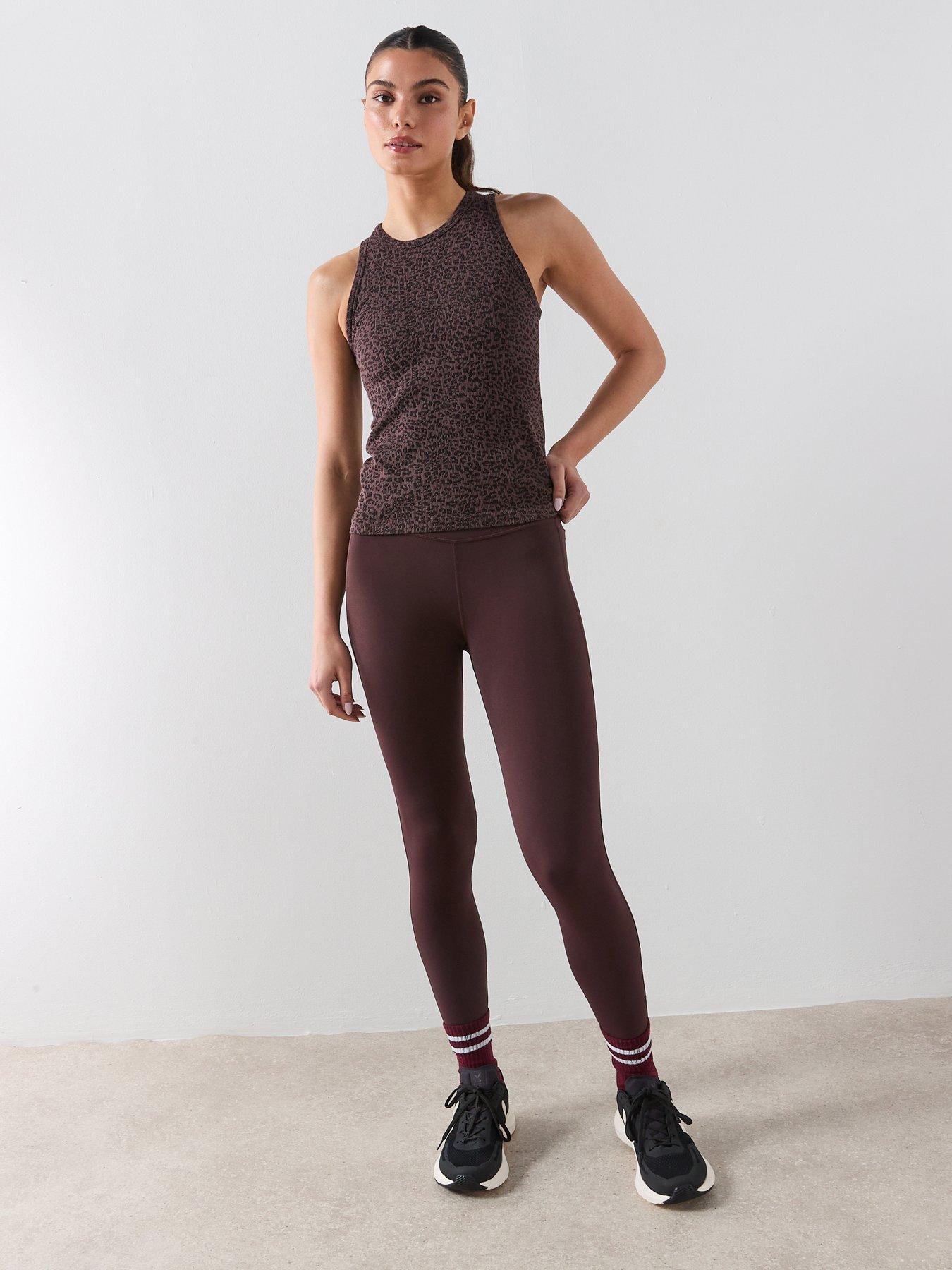Image 3 of 6 of Sweaty Betty Womens Training Mindful Flex Rib Tank Top - Brown Leopard print