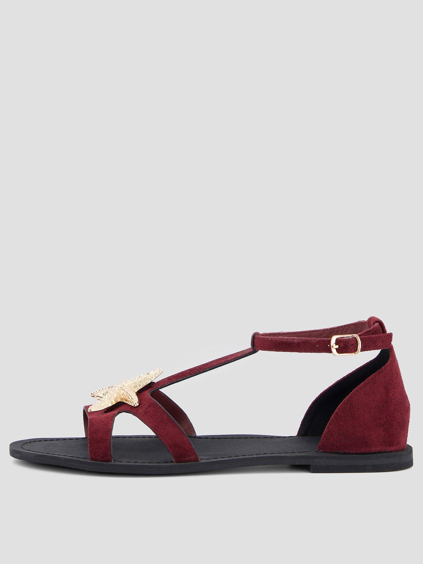 Image 2 of 7 of The Very Collection Starfish Flat Sandals - Burgundy