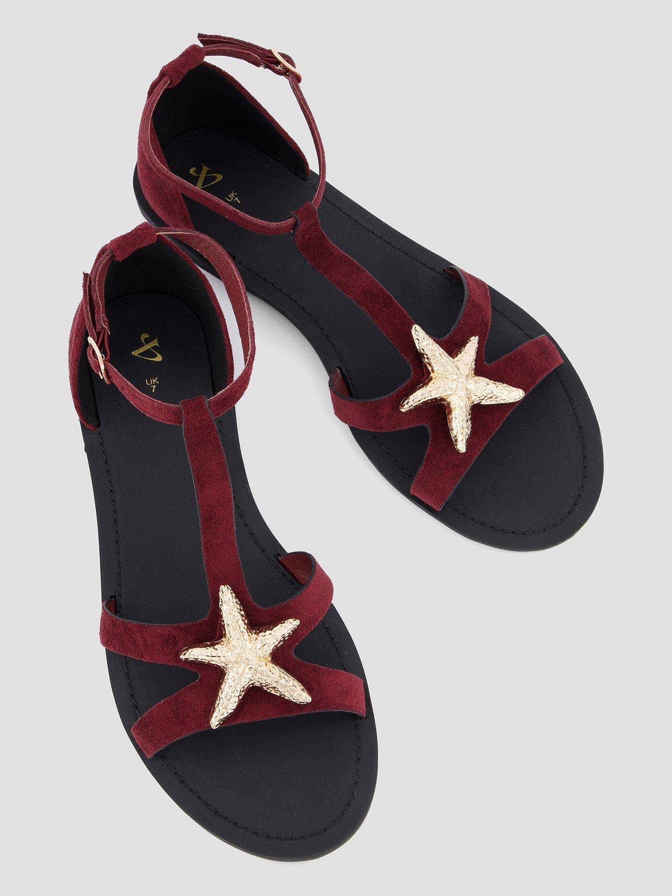 Image 3 of 7 of The Very Collection Starfish Flat Sandals - Burgundy