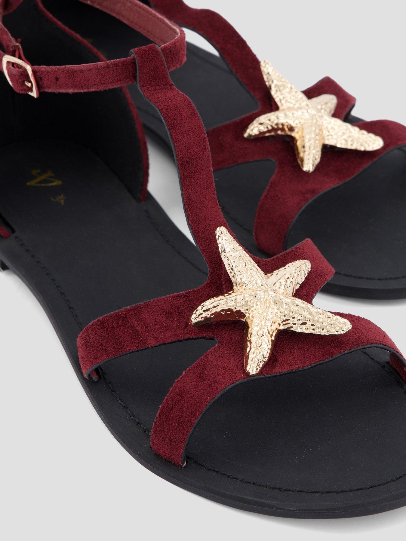 Image 5 of 7 of The Very Collection Starfish Flat Sandals - Burgundy