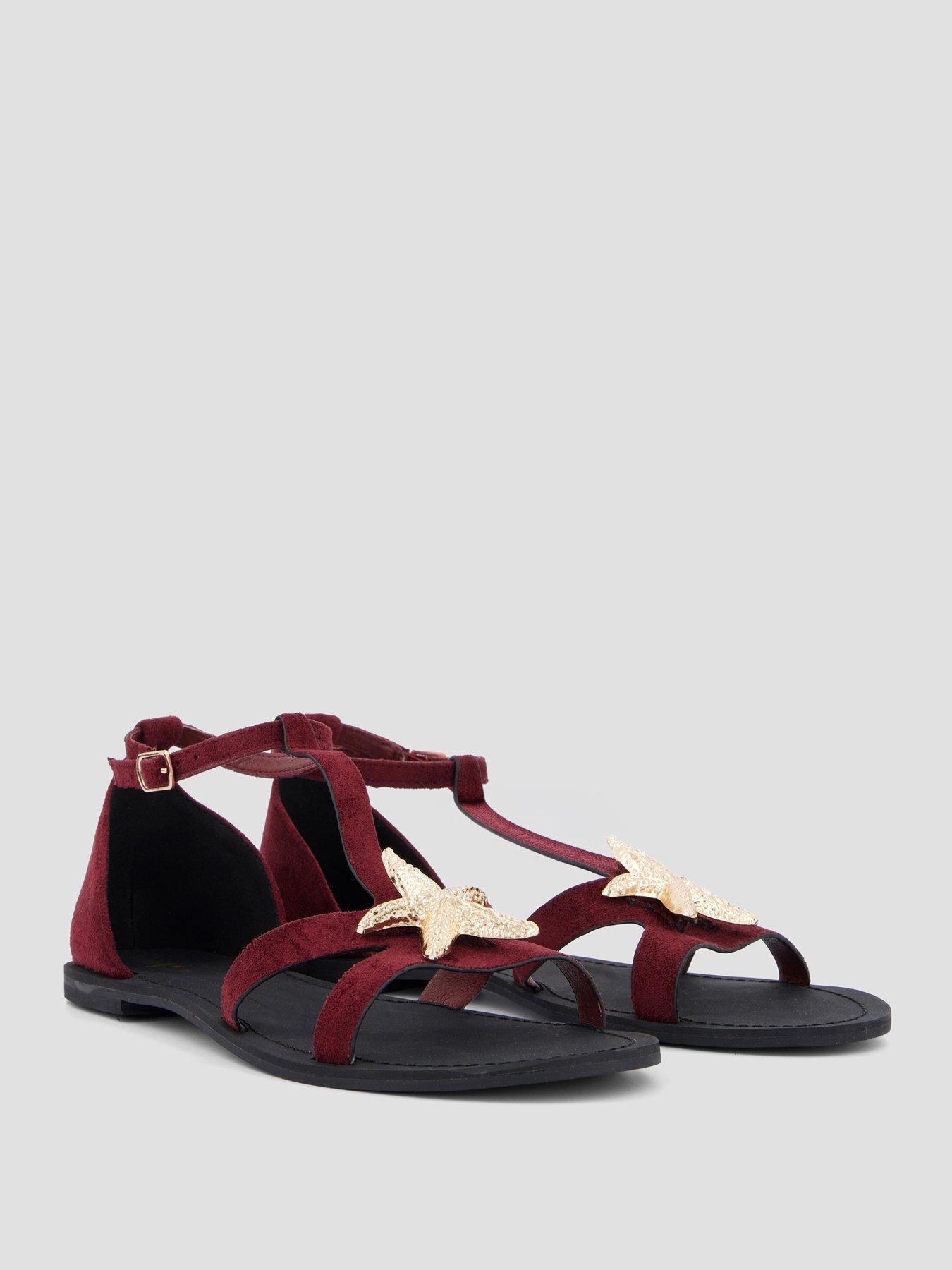 Image 6 of 7 of The Very Collection Starfish Flat Sandals - Burgundy