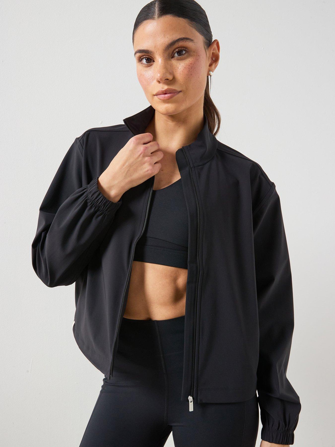 Sweaty Betty Womens Training Explorer Side Tape Zip Trough Midlayer Jacket, Black, Size L, Women