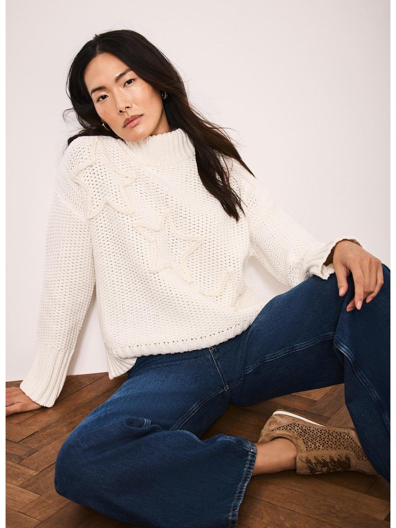 Mint Velvet Ivory Star Stitch Jumper - White