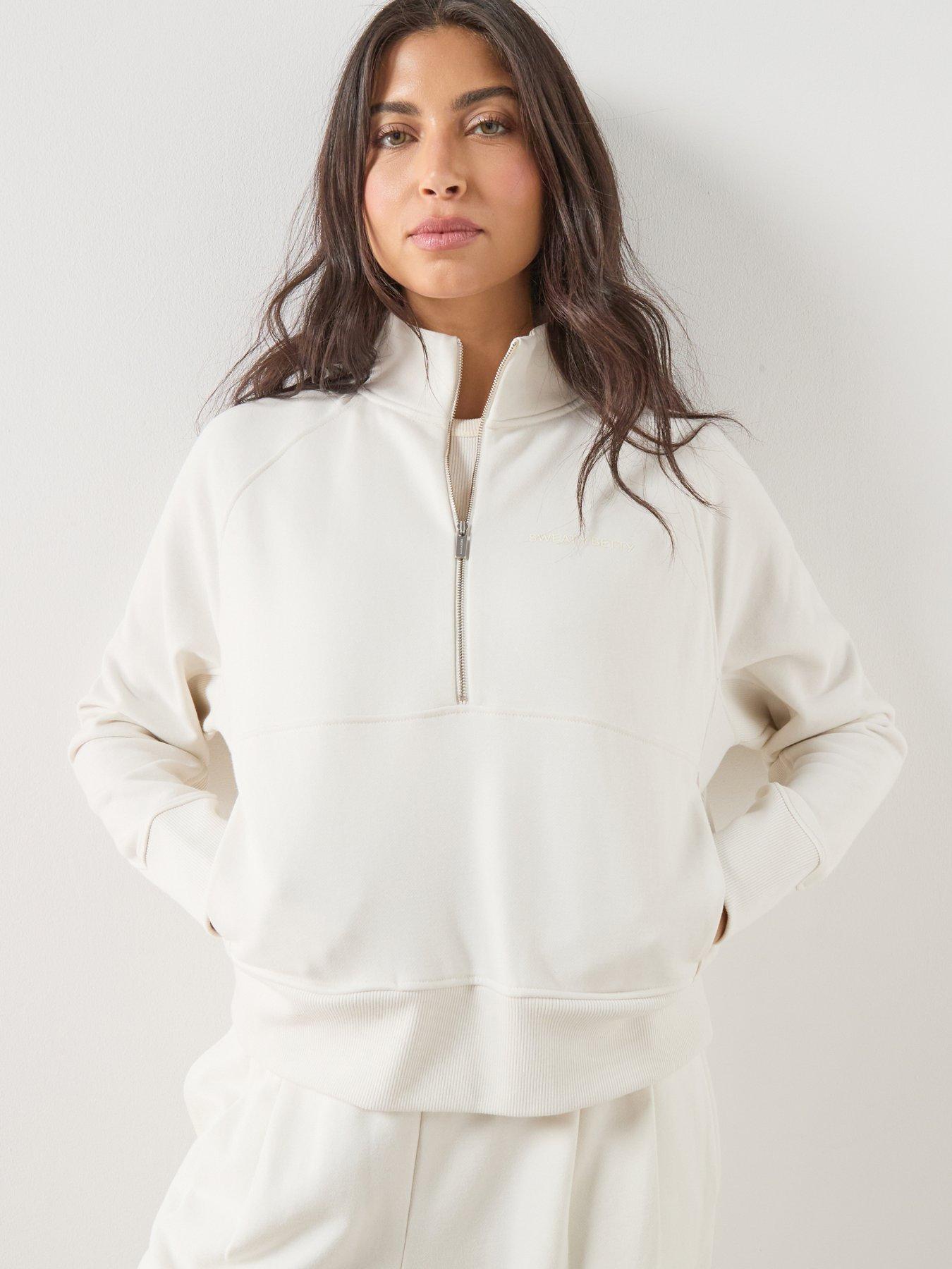Sweaty Betty Womens Training Revive Rib Mix Half Zip Sweatshirt - Off White