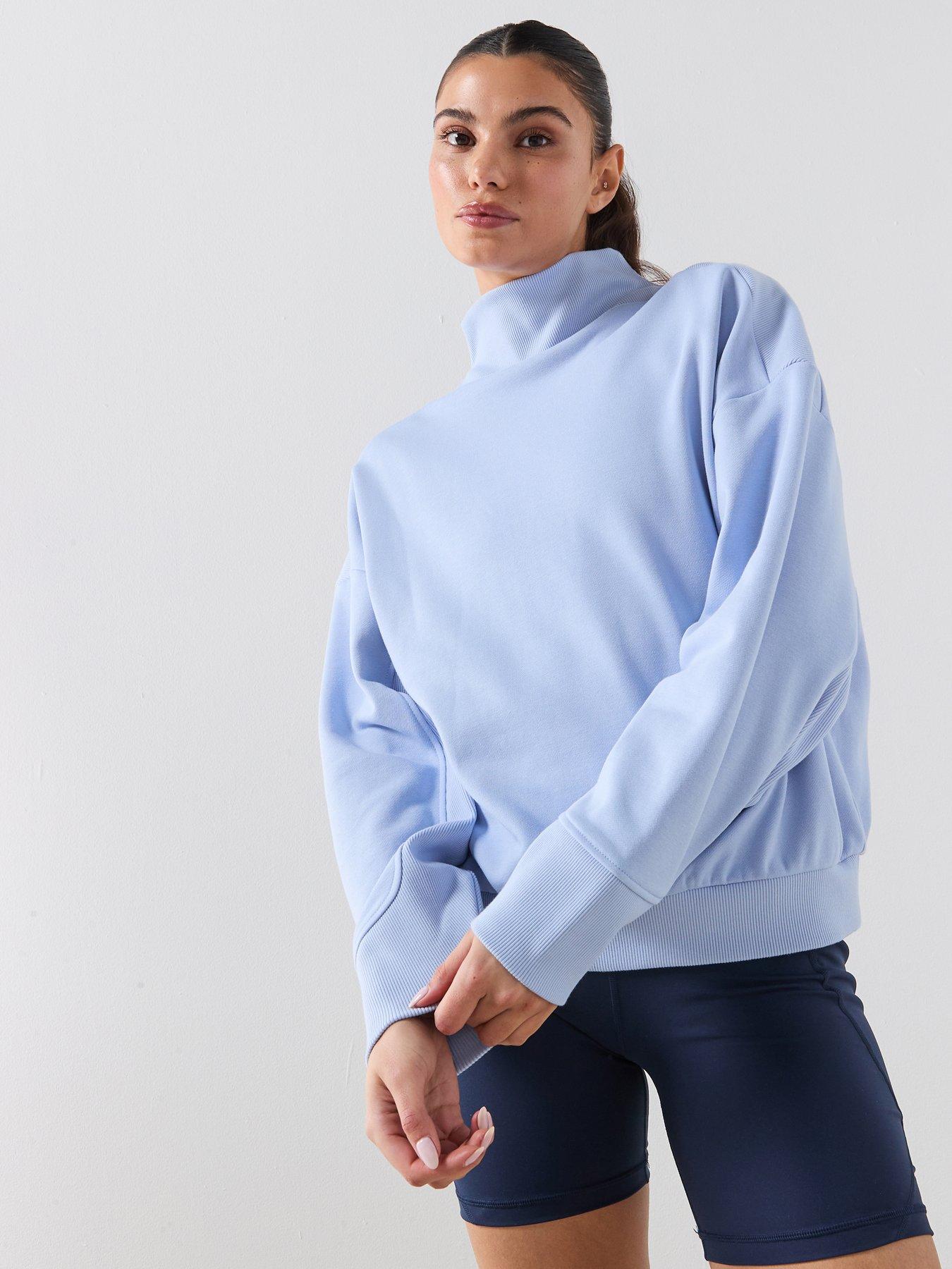 Sweaty Betty: Womens Training Revive Rib Mix Funnel Neck Sweatshirt - Blue